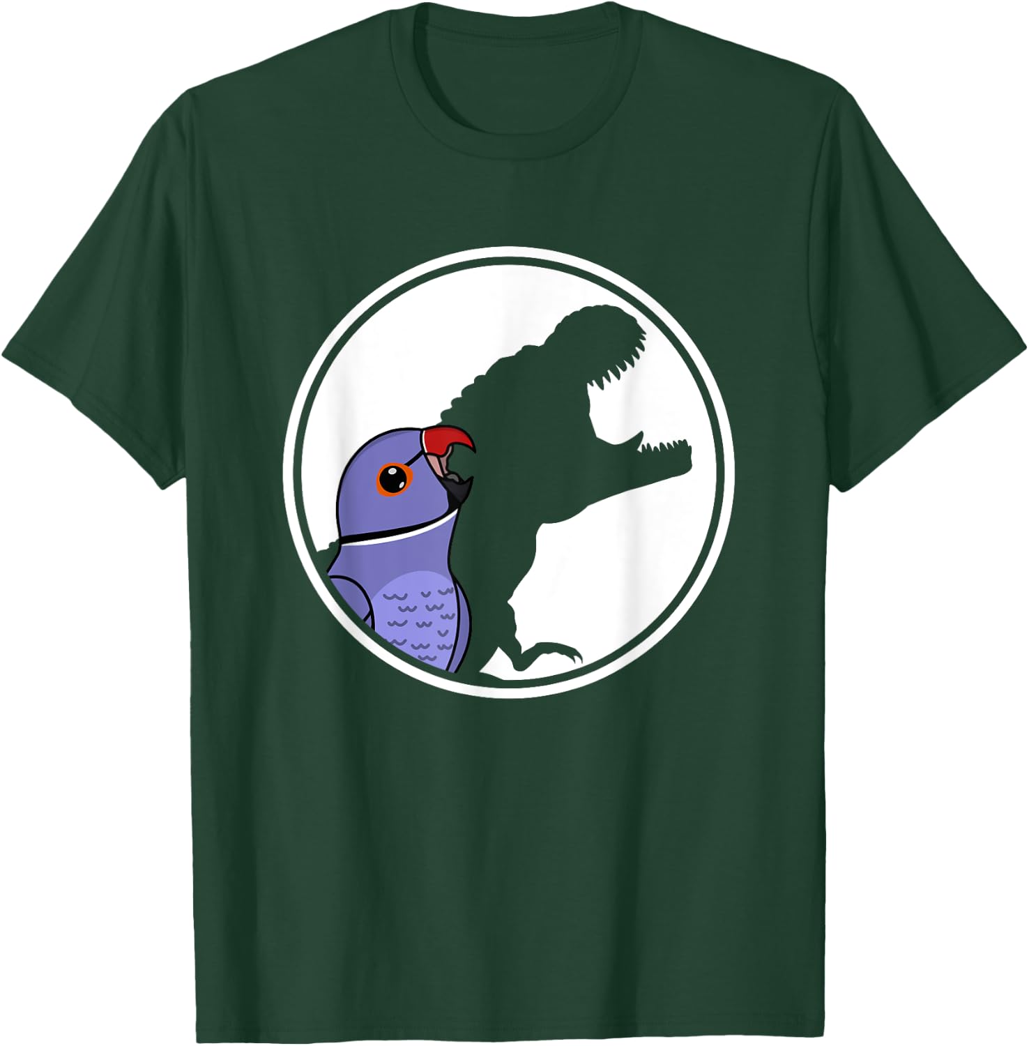 Parrot & T Rex Shadow I Violet Indian Ringneck T-Shirt - T-Shirt | Forest