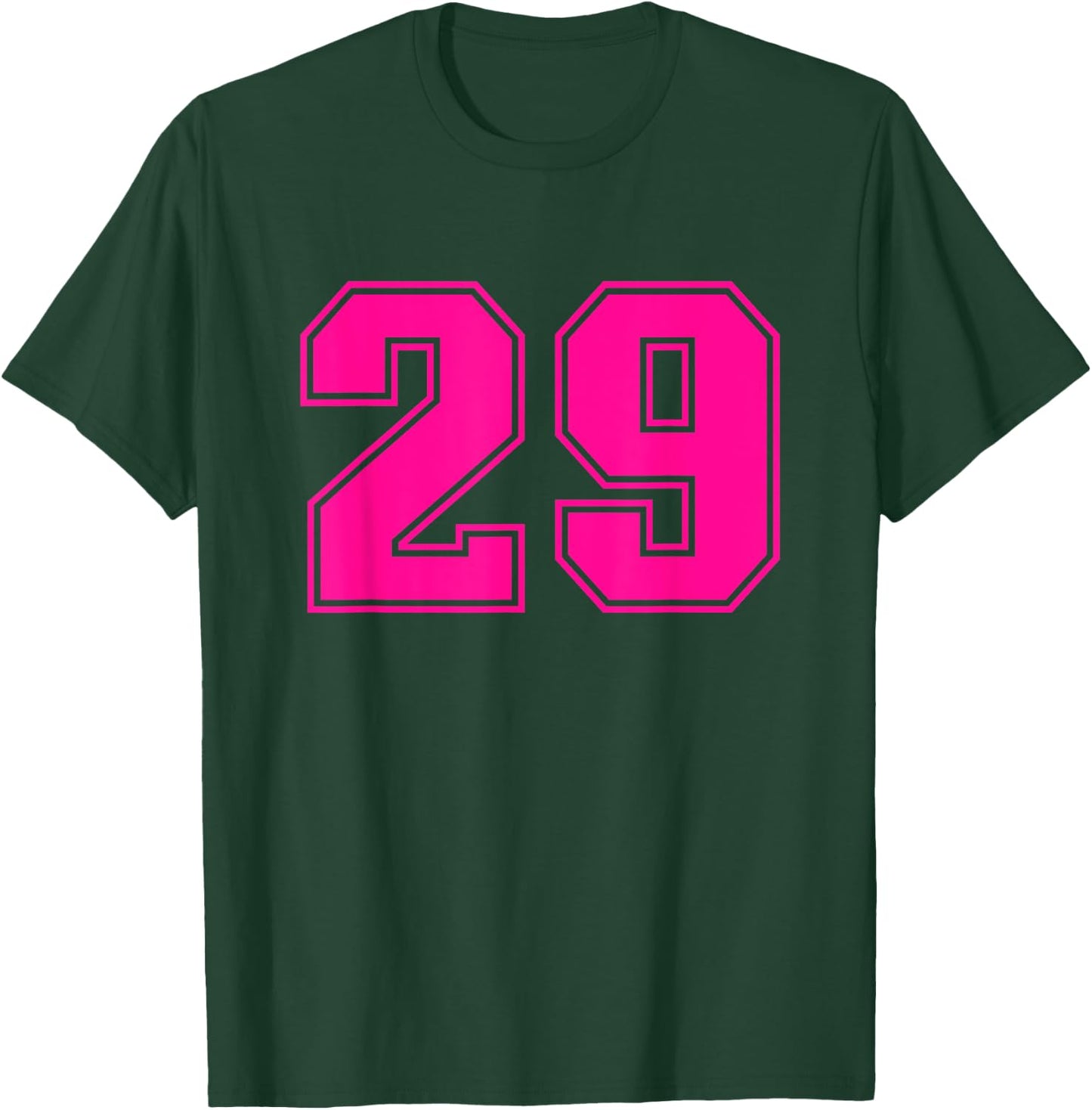 Number #29 Pink Sports Team Varsity Number T-Shirt - T-Shirt | Forest