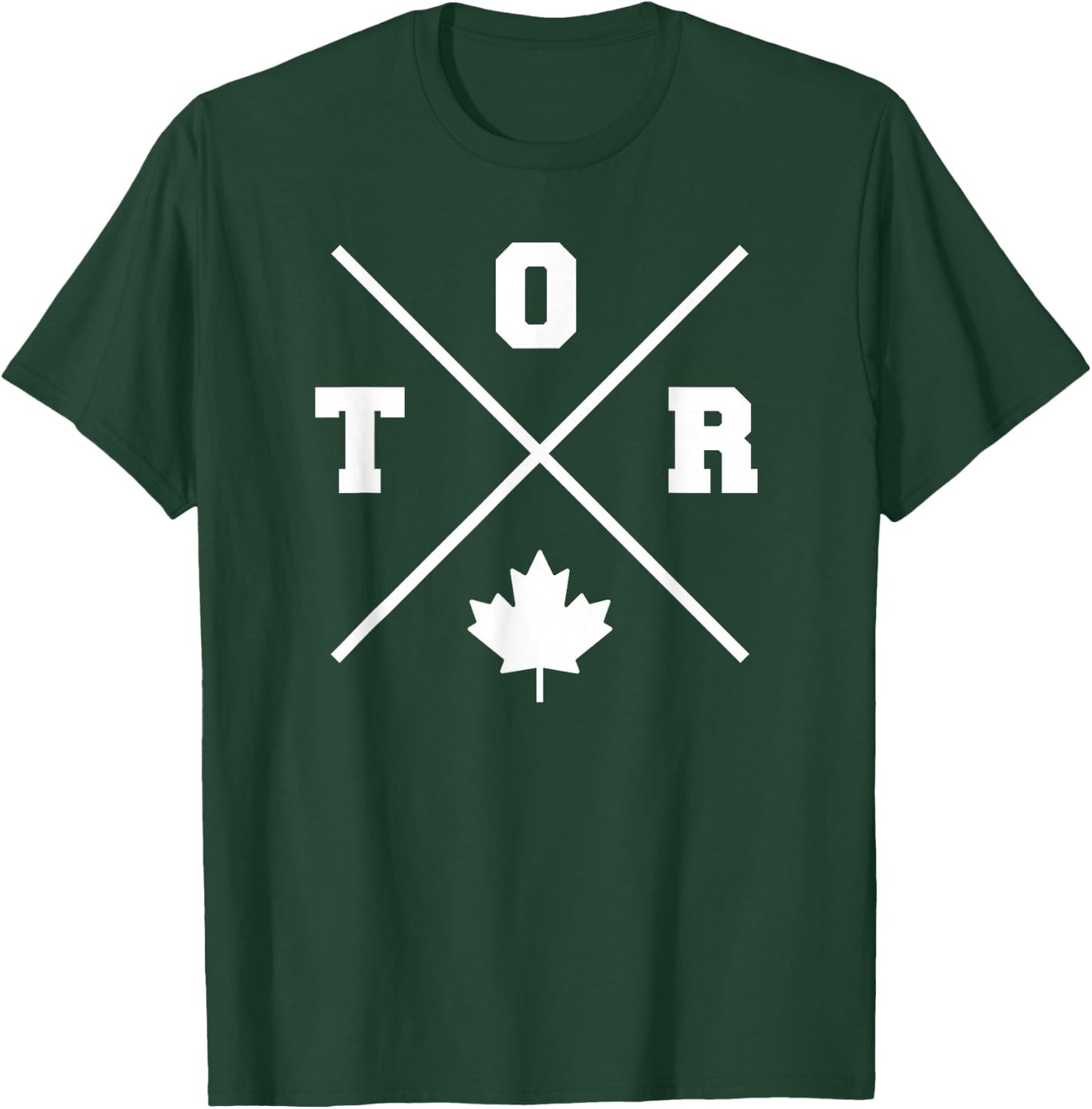 Classic TOR Toronto Crossmark Maple Leaf Outline T-Shirt - T-Shirt | Forest