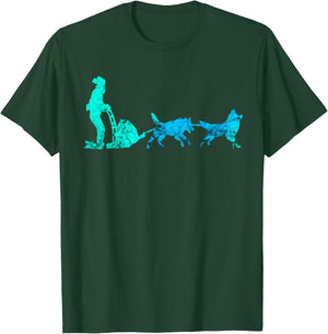 Vintage Sled Dog Mushing Mush Dog Huskies Snow Sleding T-Shirt - T-Shirt | Forest