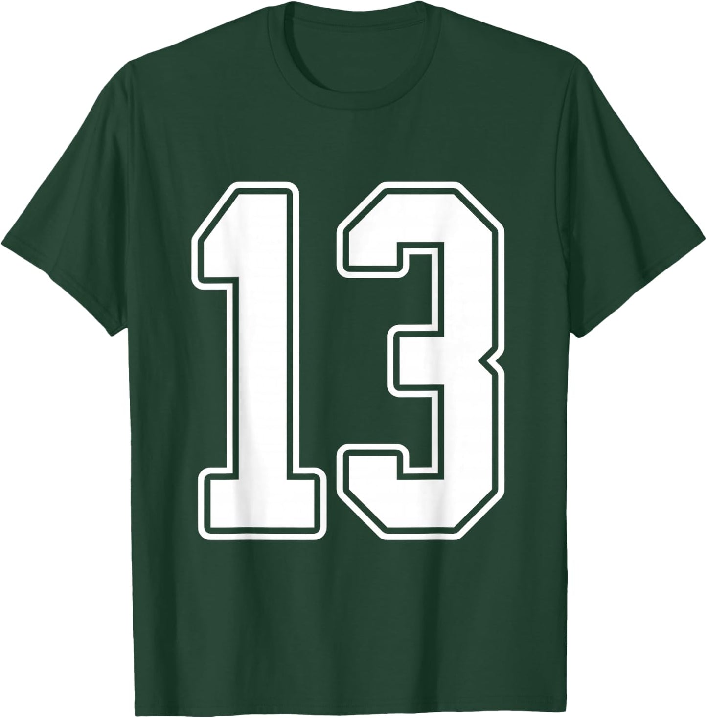 #13 White Uniform Number 13 Varsity Sports Team Jersey T-Shirt - T-Shirt | Forest