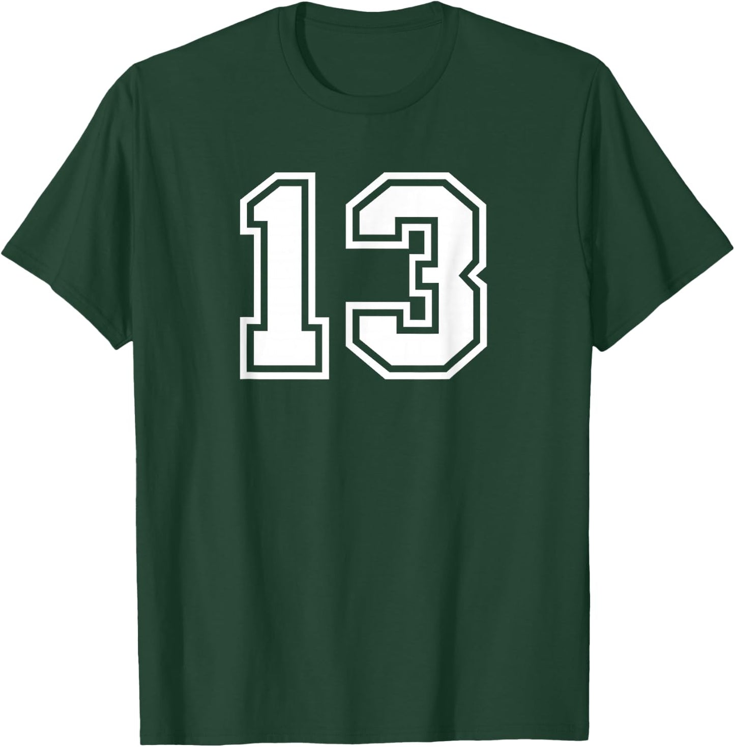 Number 13 White Sports Team Varsity Number T-Shirt - T-Shirt | Forest