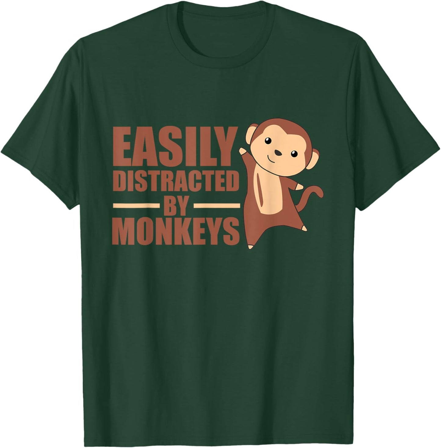 Easily Distracted By Monkeys - Cute Monkey T-Shirt - T-Shirt | Forest