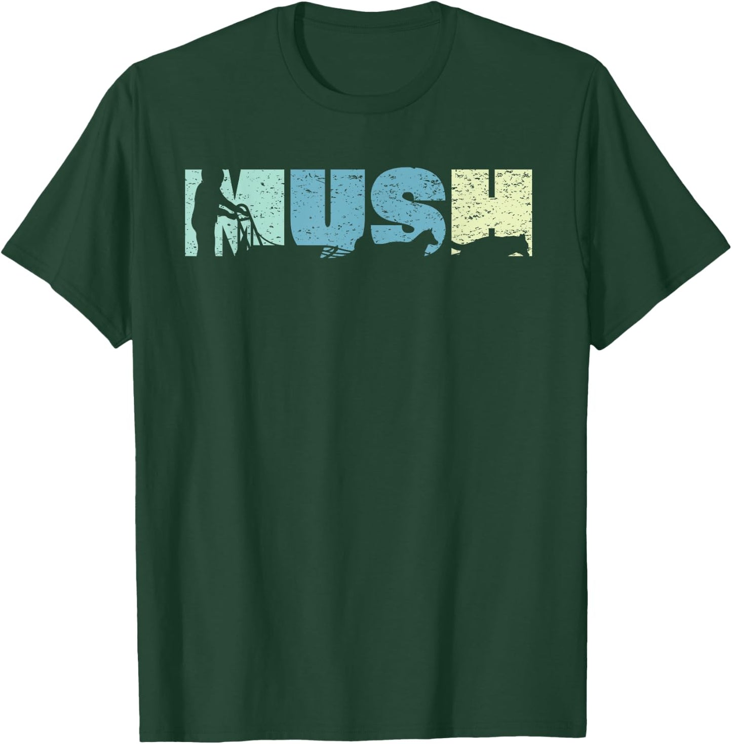 Retro Mush Mushing Sled Dog Sledding Musher Men Women T-Shirt - T-Shirt | Forest