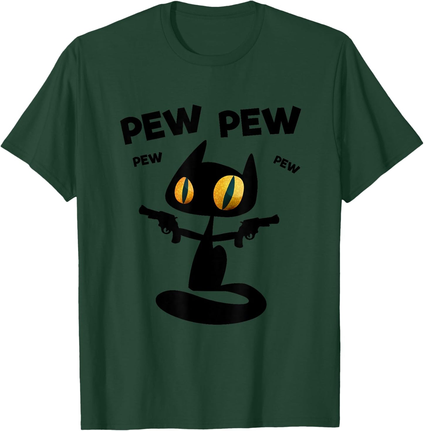 Cool Funny Pew Pew Halloween Black Cat Graphic Cool Designs Women T-Shirt - T-Shirt | Forest