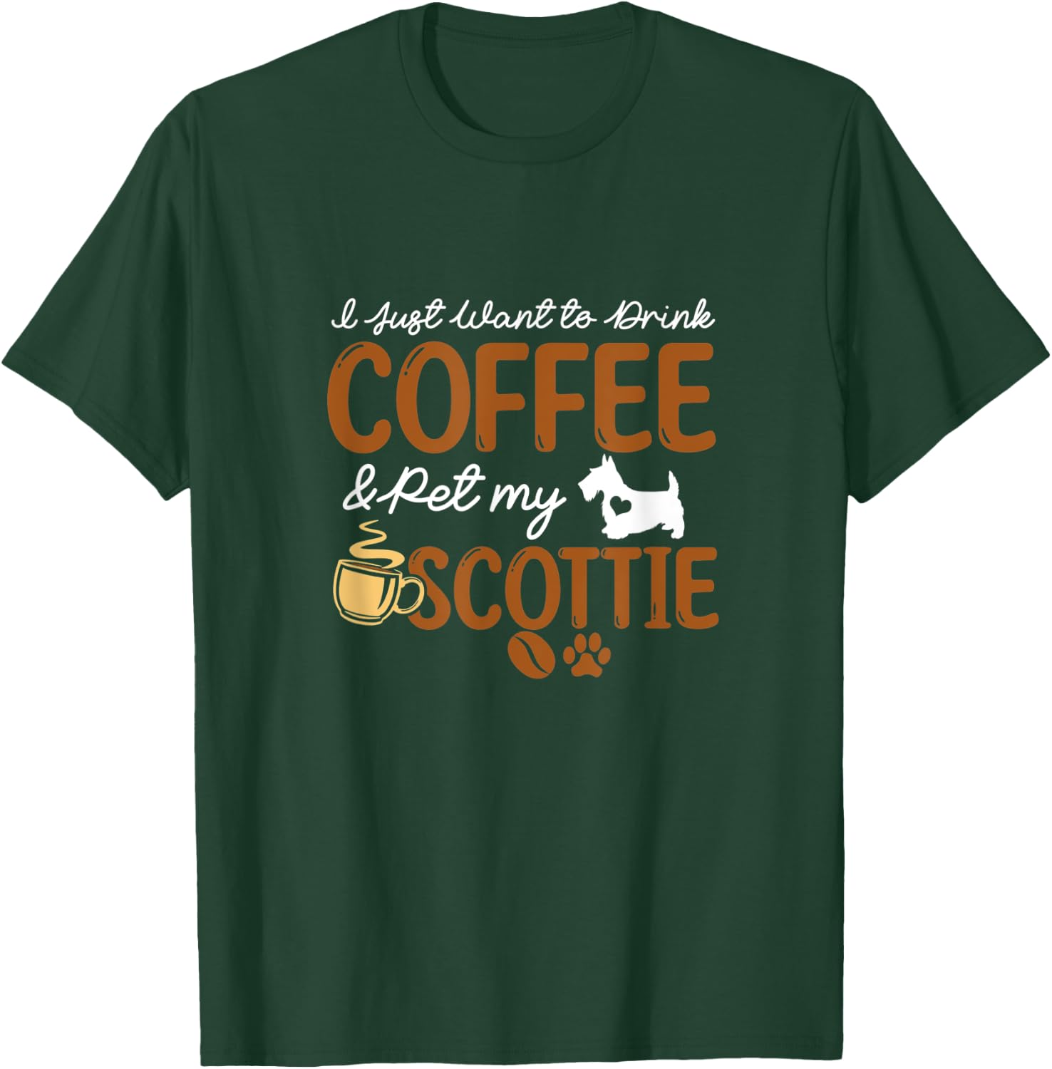 Funny Coffee Lover Cute Scottie Dog Owner Gifts Dog Mom Dad T-Shirt - T-Shirt | Forest
