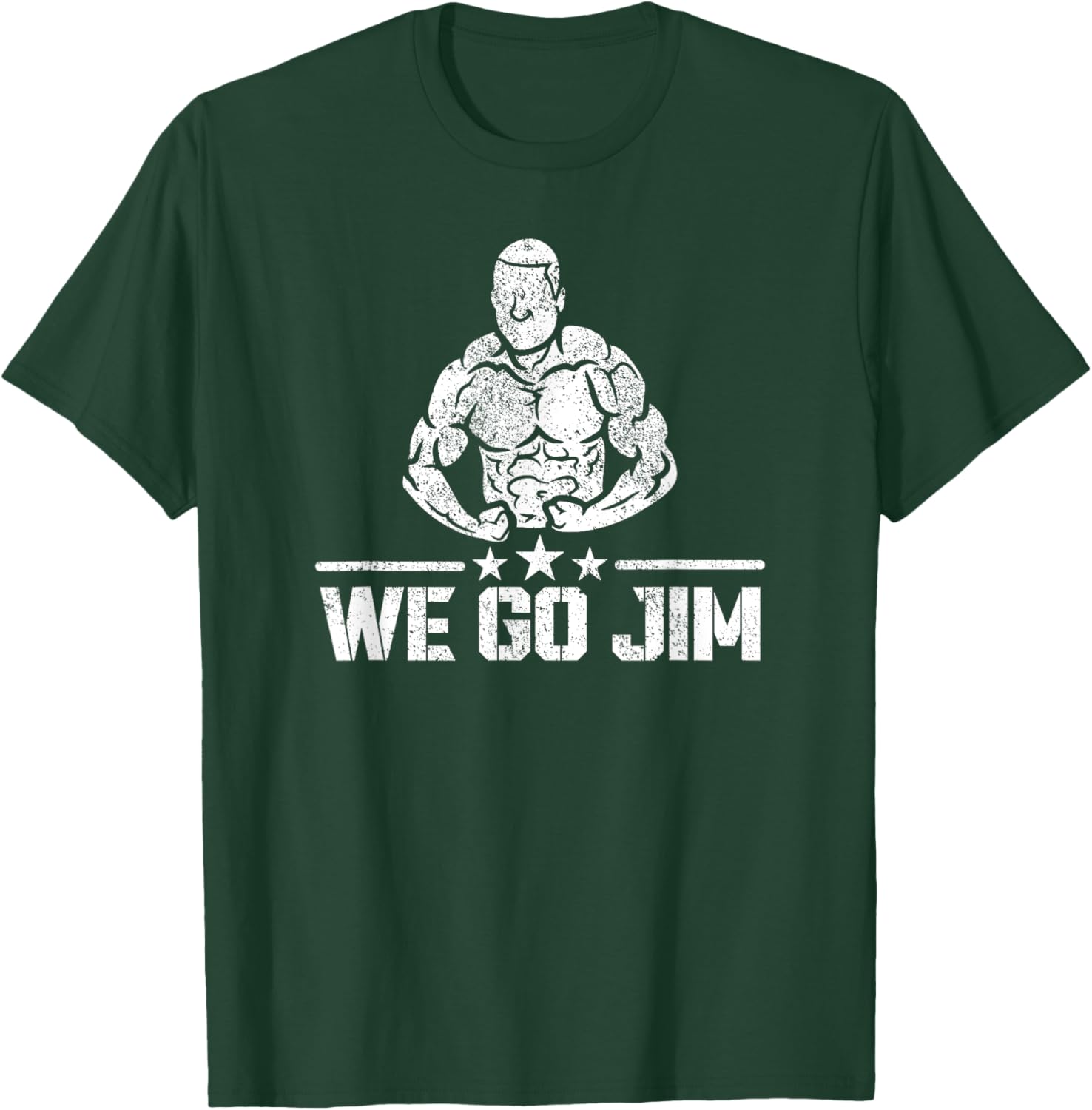 We Go Jim Workout Retro Flexing Gym T-Shirt - T-Shirt | Forest