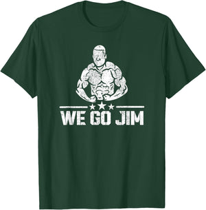 We Go Jim Workout Retro Flexing Gym T-Shirt - T-Shirt | Forest