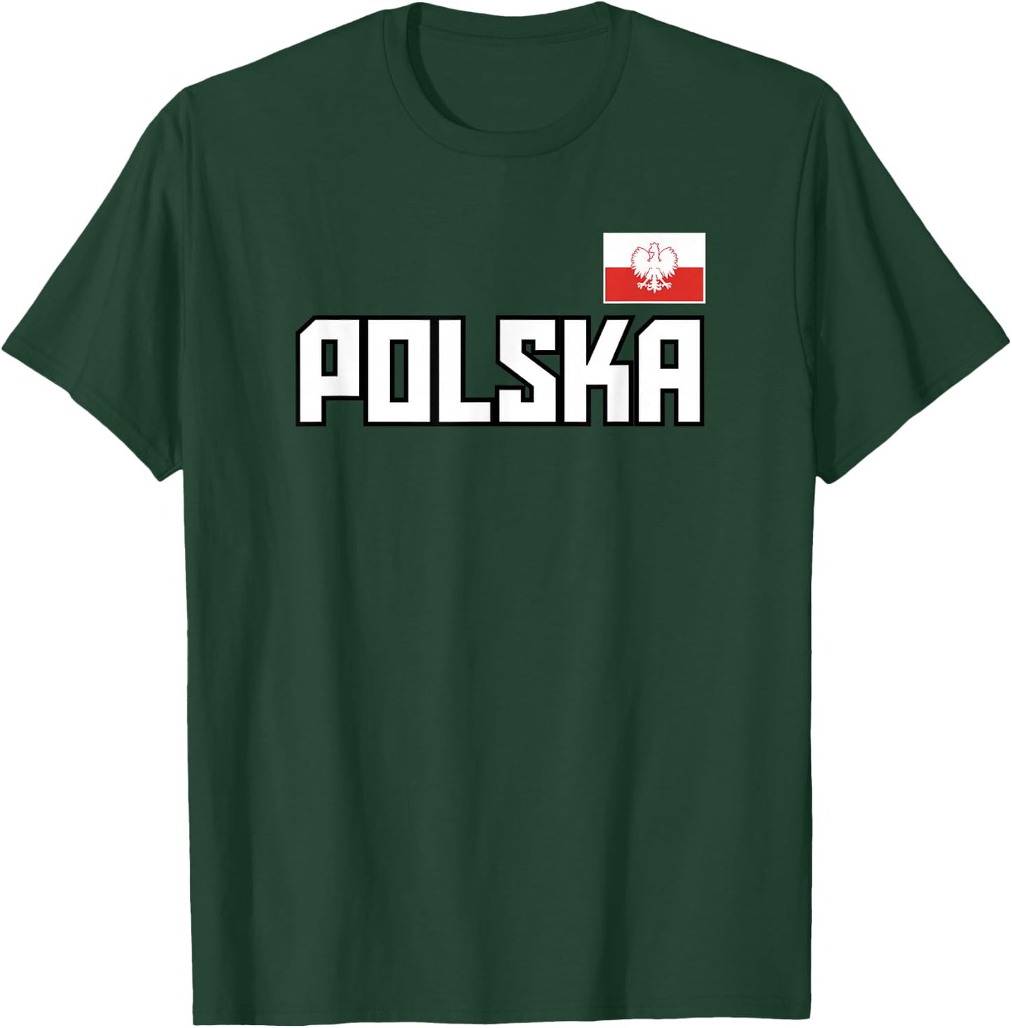 Polska Flag Poland Polish Pride Athletic Style Country T-Shirt - T-Shirt | Forest
