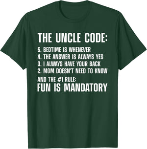 Uncle Code Art First Time Uncle Brother Nephew Niece T-Shirt - T-Shirt | Forest
