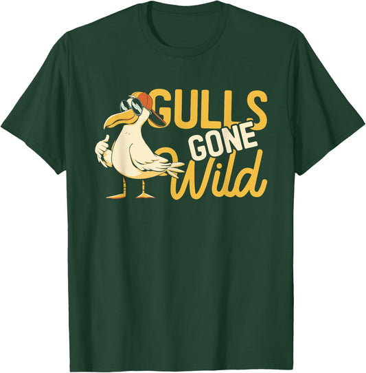 Gulls Gone Wild | Funny Seagull | Ocean Birds T-Shirt - T-Shirt | Forest