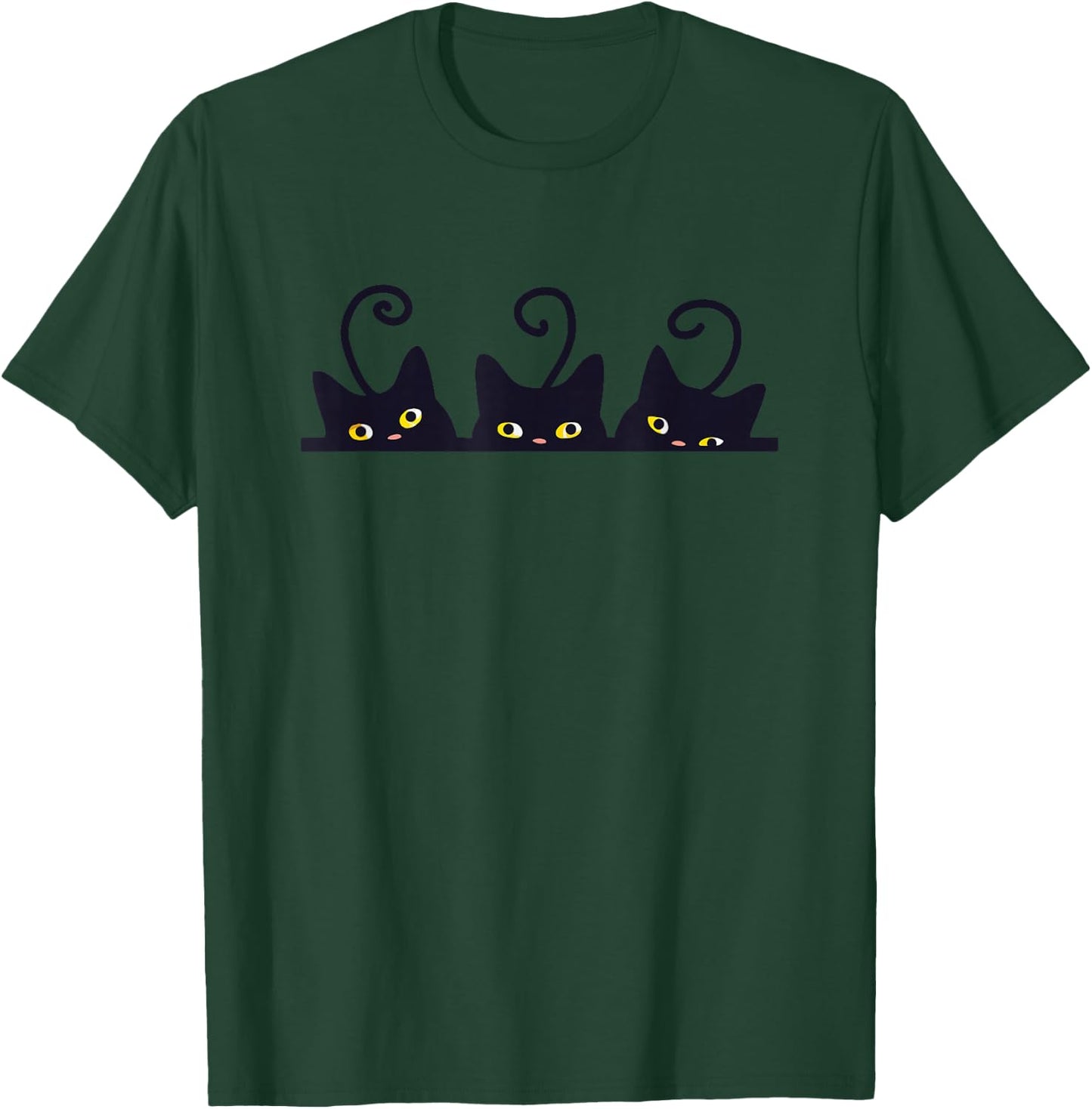 3 Black Cats Funny Cute Design Women Men Girl Boy Cat T-Shirt - T-Shirt | Forest