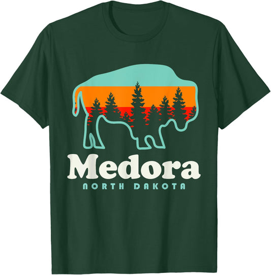 Medora North Carolina Bison Vacation Trip T-Shirt - T-Shirt | Forest