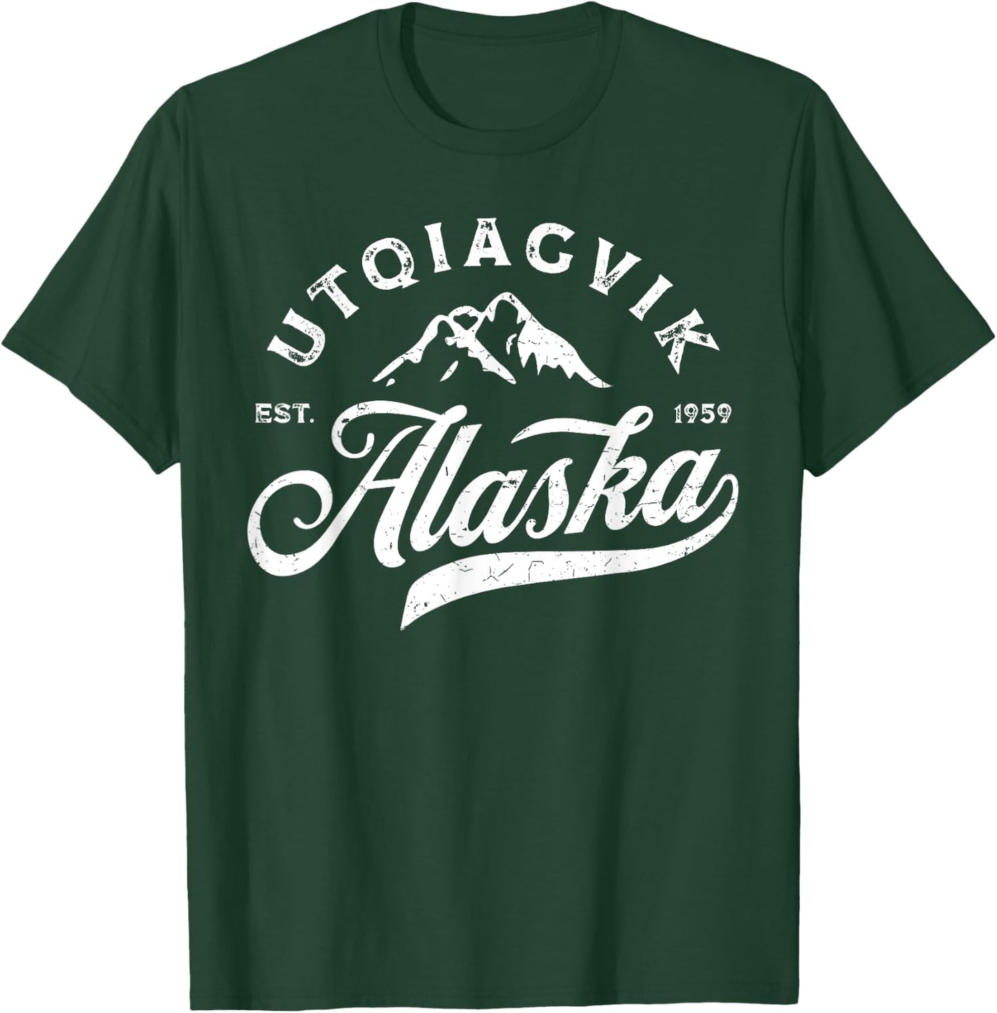 Vintage Utqiagvik Alaska AK Mountains Vacation Souvenir T-Shirt - T-Shirt | Forest