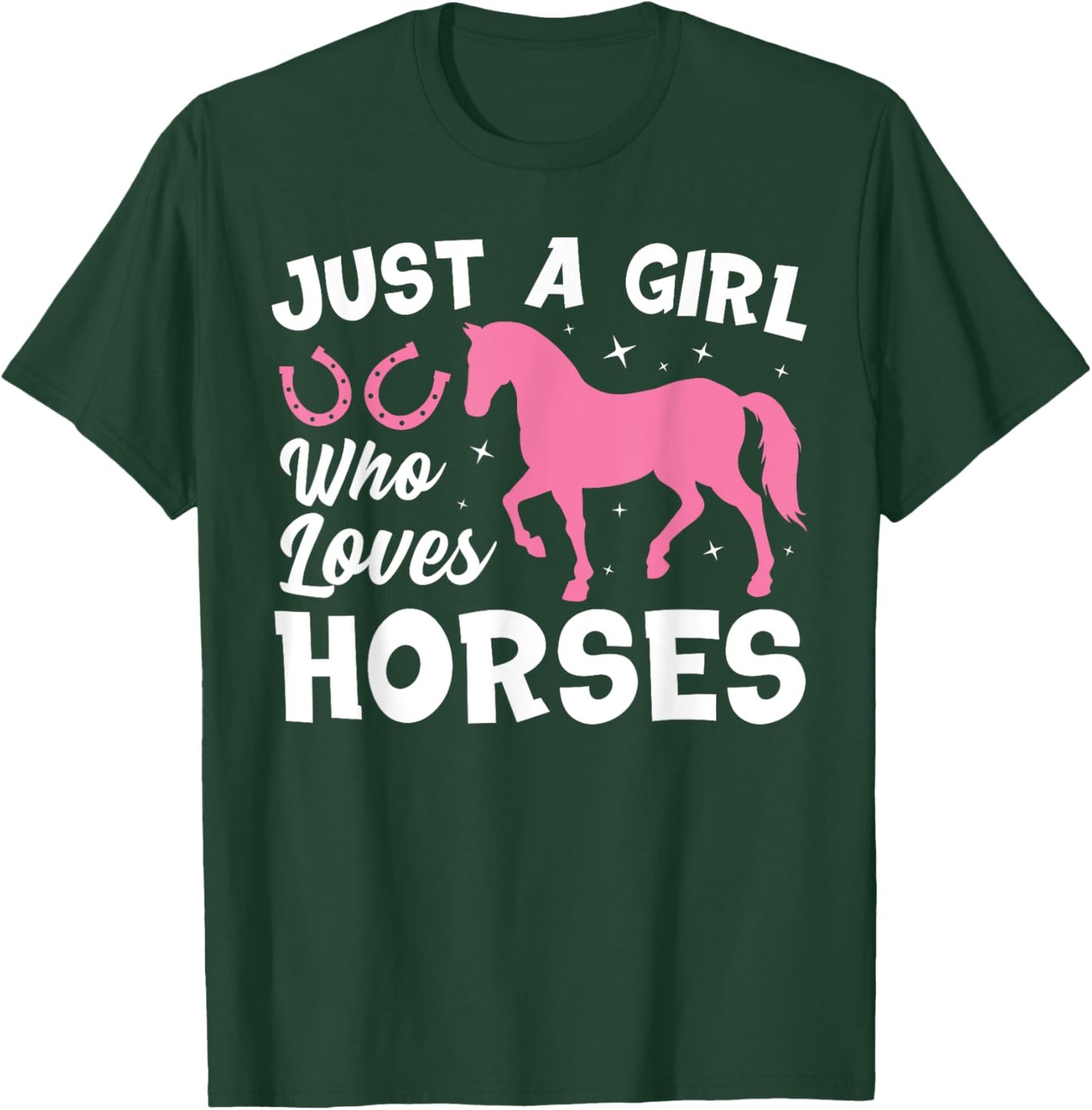 Cute Horse Design Girls Horse Riding Equestrian T-Shirt - T-Shirt | Forest