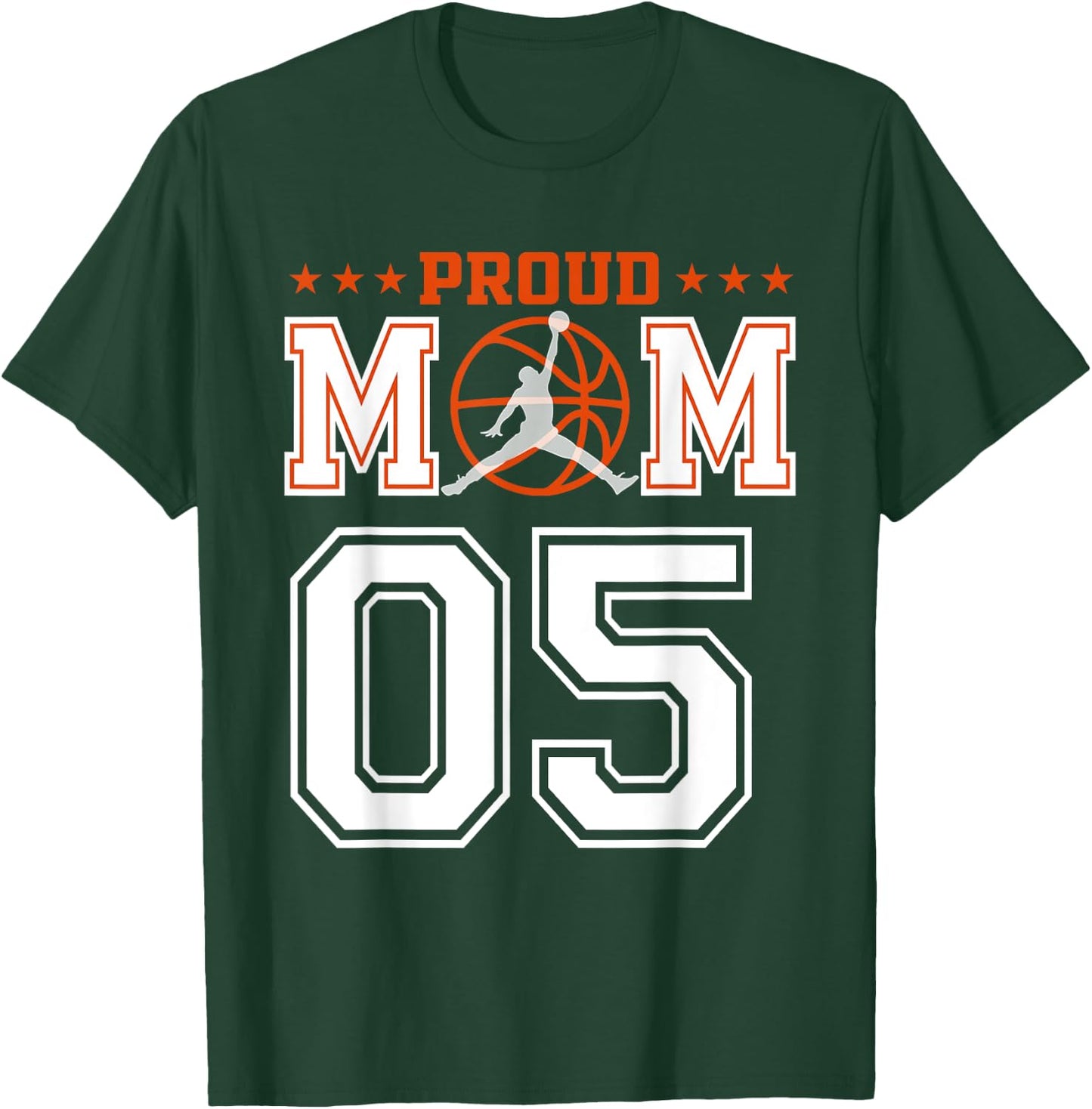 Custom Number 05 Proud Basketball Mom Personalized Sport Lov T-Shirt - T-Shirt | Forest
