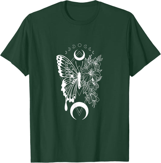 Fairycore Butterfly Moon Phases Naturecore Cottagecore Witch T-Shirt - T-Shirt | Forest