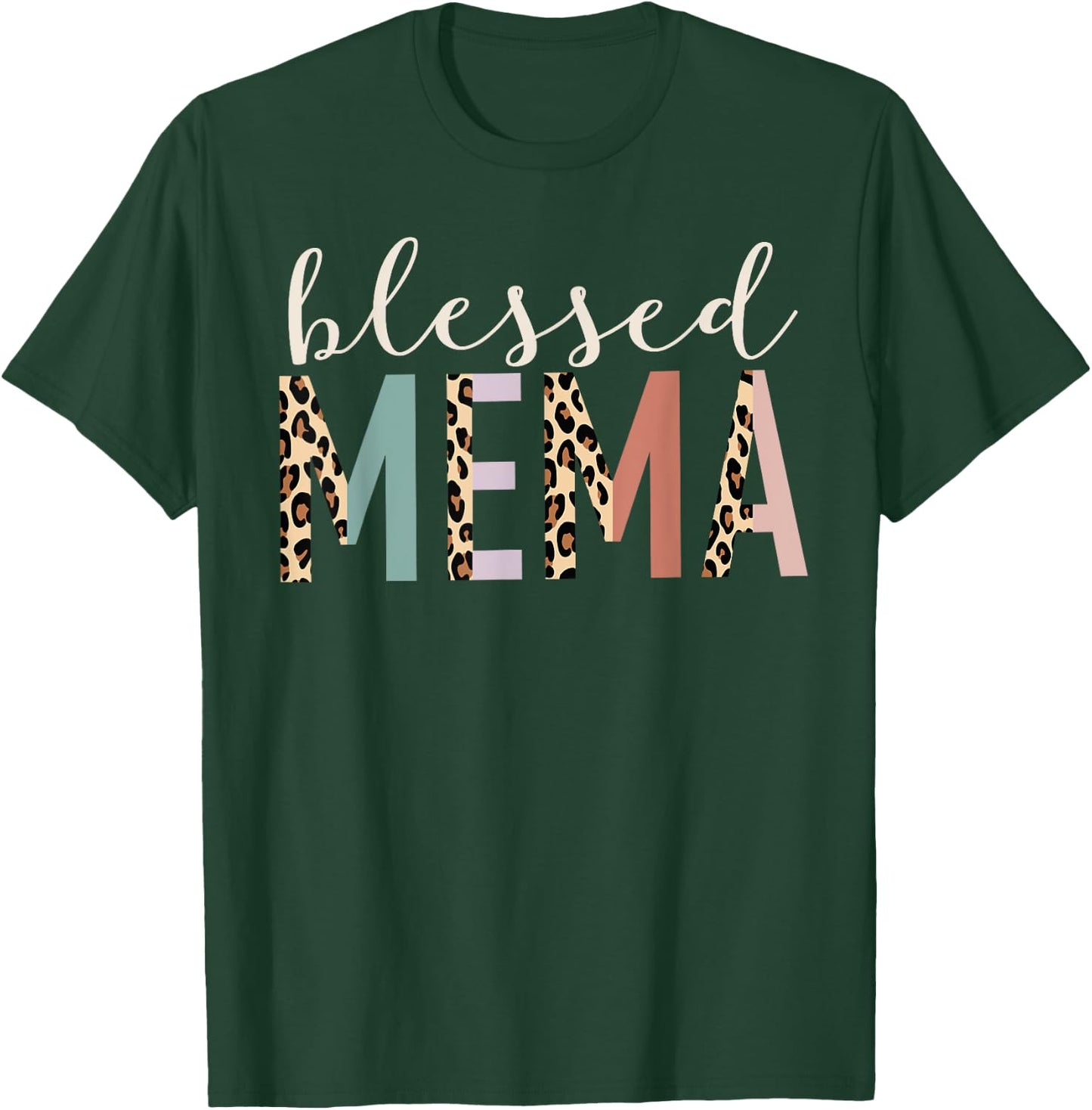 Blessed Mema Cute Leopard Print T-Shirt - T-Shirt | Forest