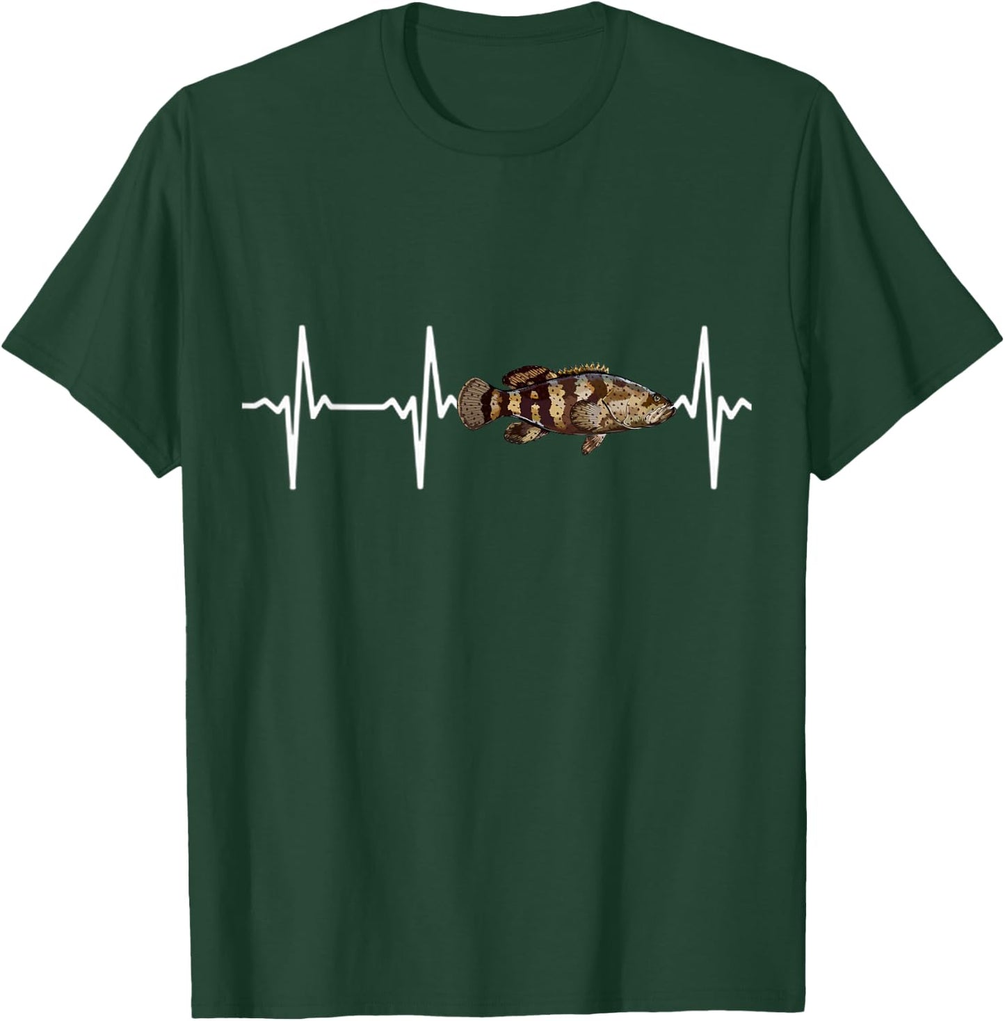 Goliath Grouper Heartbeat For Saltwater Fish Fishing Lovers T-Shirt - T-Shirt | Forest