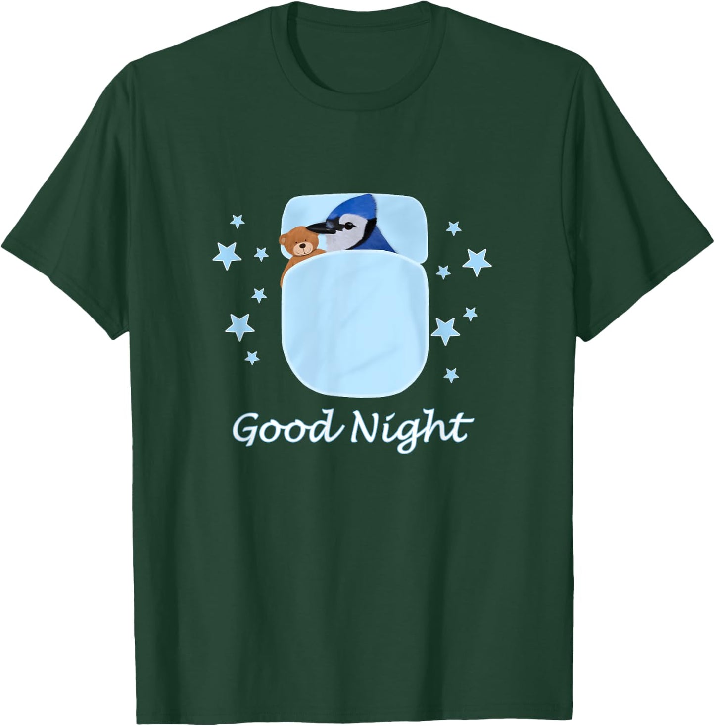 Blue Jay Teddy Bear Good Night Pyjamas Bird Biologist T-Shirt - T-Shirt | Forest