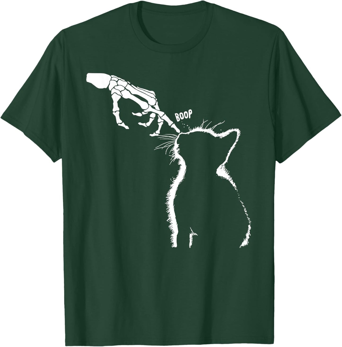 Cat Halloween Costume Funny Skeleton Hand Boop Cat Nose Pet Men Women Kids T-Shirt - T-Shirt | Forest