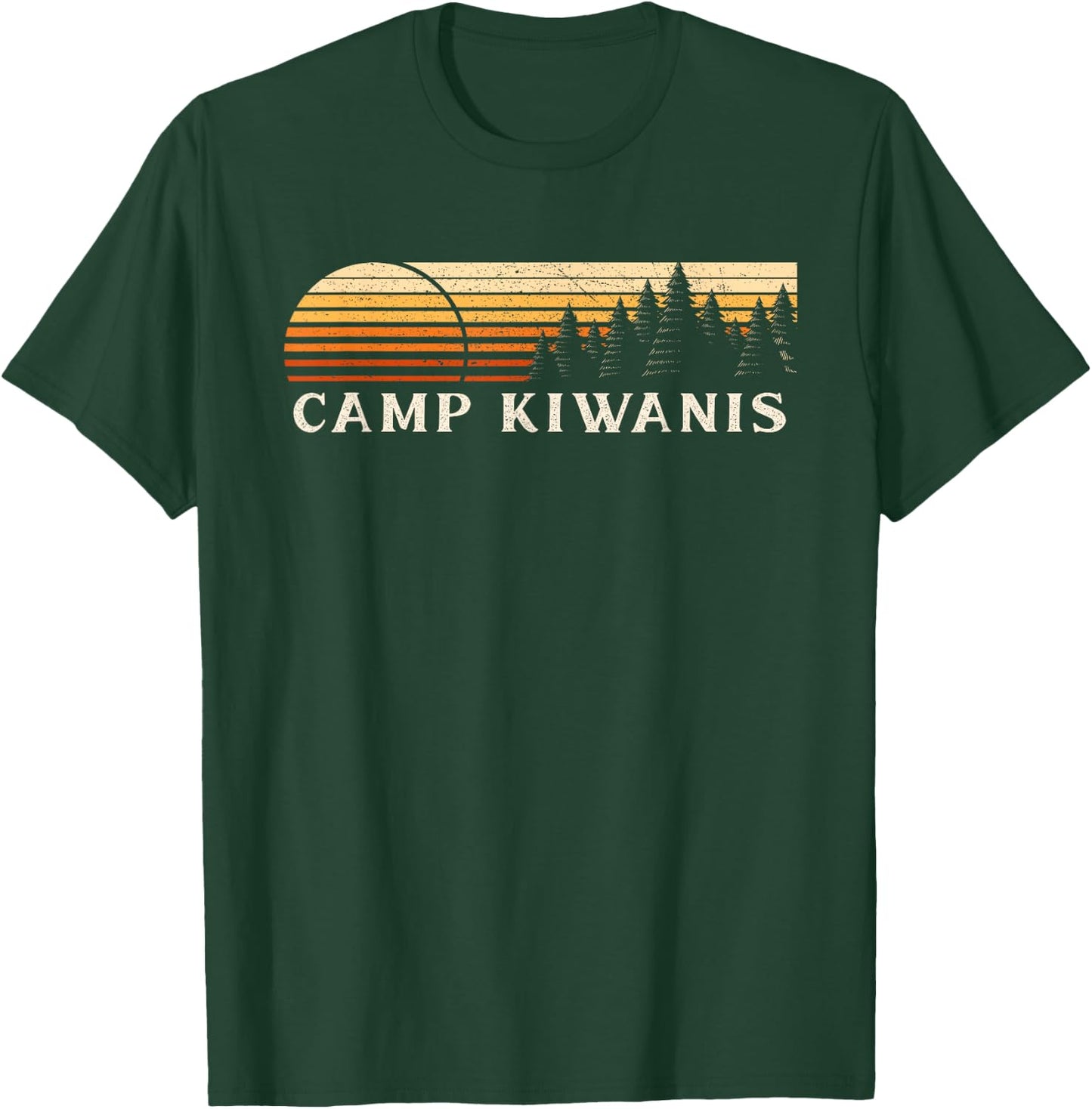 Camp Kiwanis, MA Vintage Evergreen Sunset Eighties Retro T-Shirt - T-Shirt | Forest