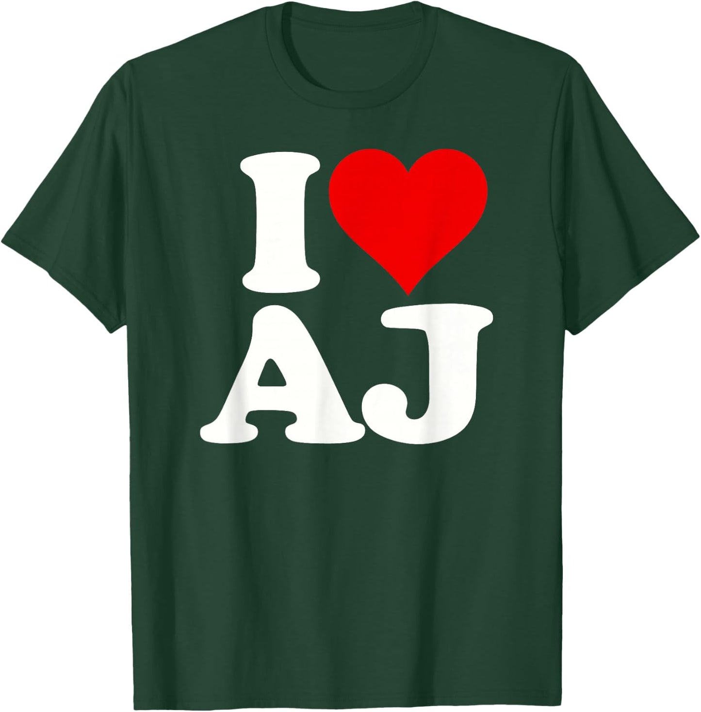 I Love Heart Aj A.j. a J Initals Monogram Name Nickname T-Shirt - T-Shirt | Forest
