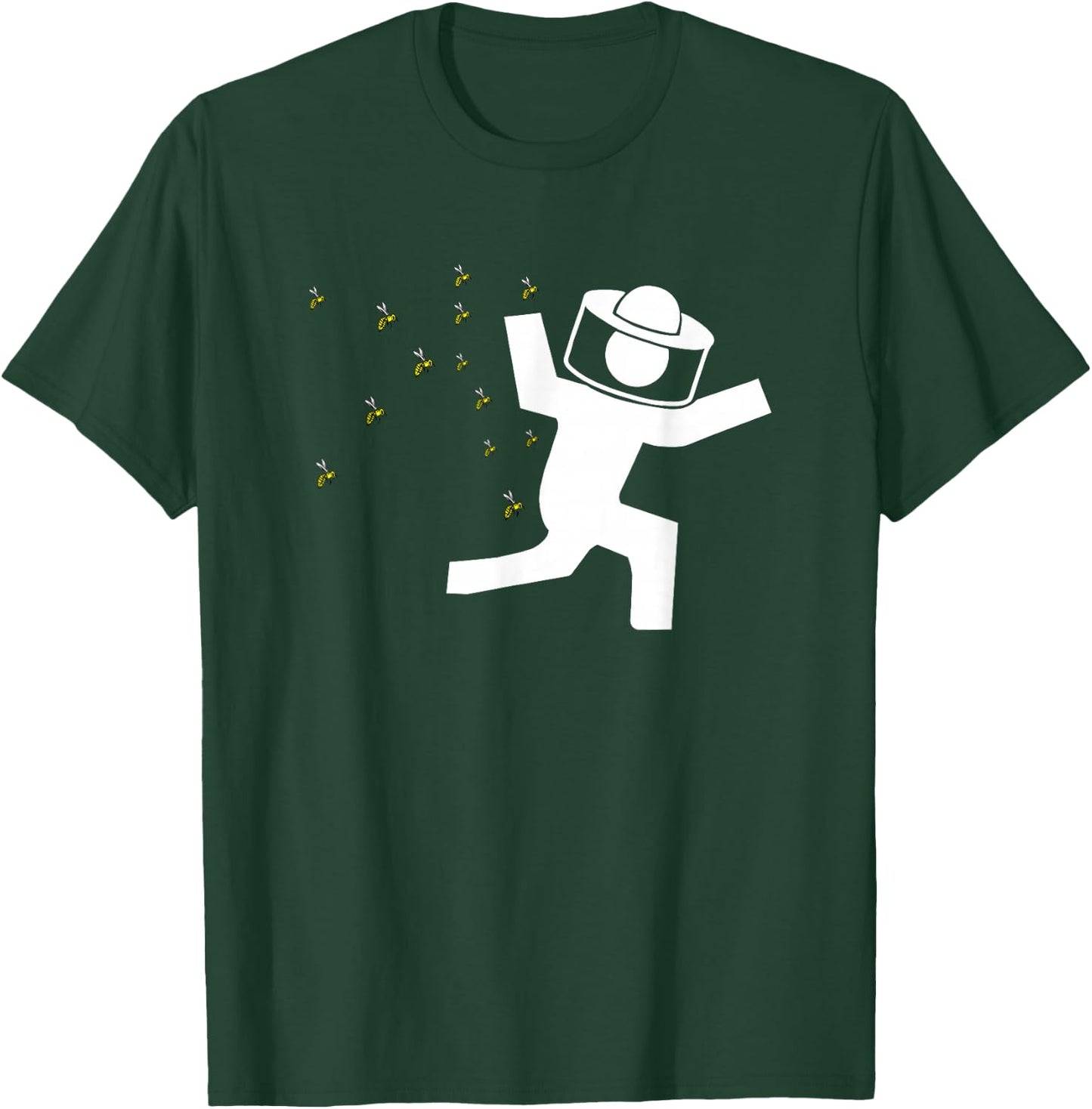 Beekeeper Chased by Bees Funny Running Beekeeper T-Shirt - T-Shirt | Forest