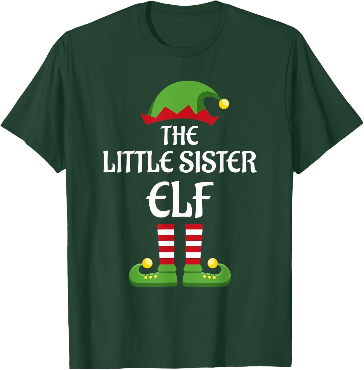 Little Sister Elf Family Matching Group Christmas T-Shirt - T-Shirt | Forest