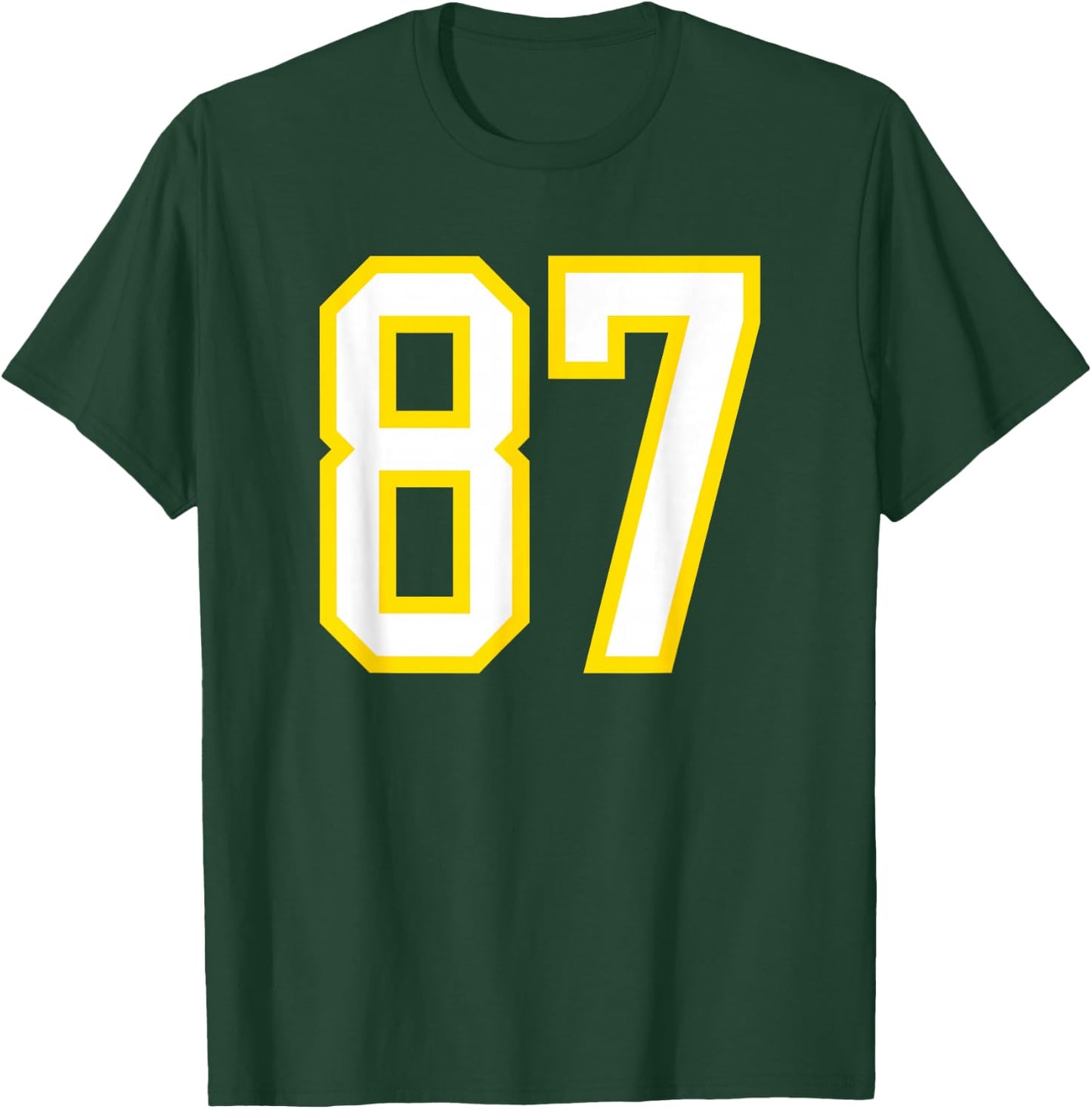 Yellow White Sports Team Number 87 T-Shirt - T-Shirt | Forest