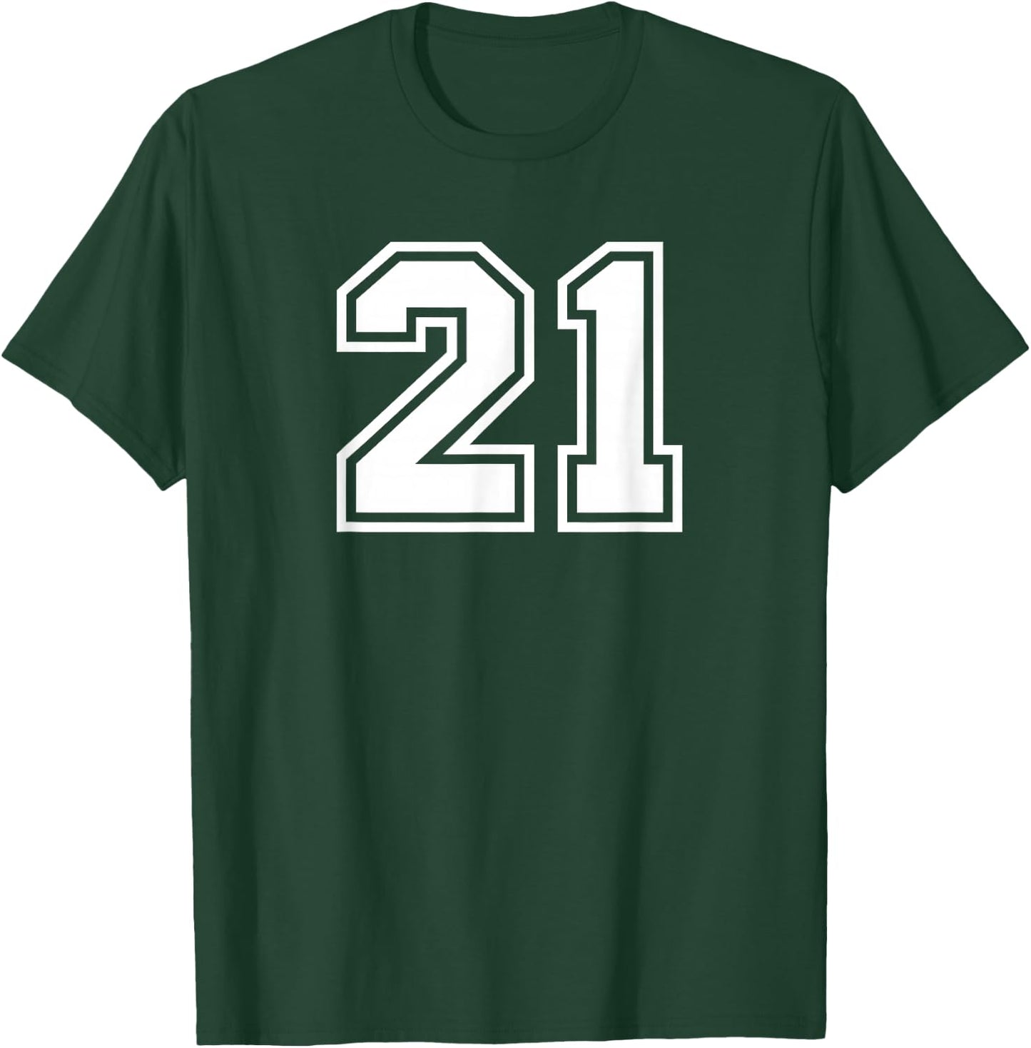 Number #21 Sport White Number T-Shirt - T-Shirt | Forest