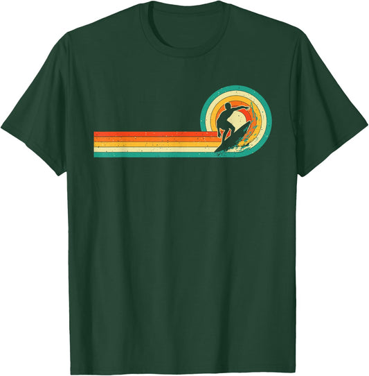 Retro Vintage Surfing Board Lover - Beach Surfboarder Waves Men Women Girls Kids T-Shirt - T-Shirt | Forest