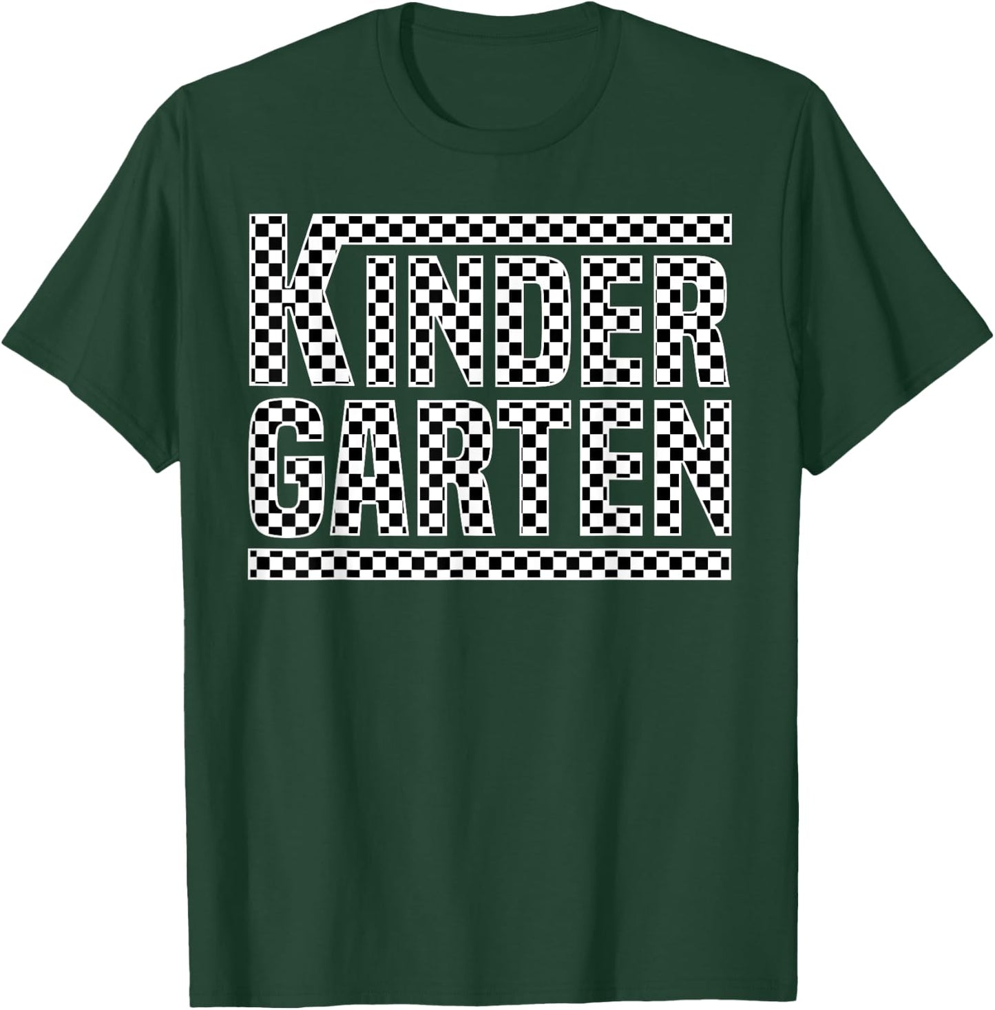 Checkered Kindergarten Back to School Boy Girls Kids Teacher T-Shirt - T-Shirt | Forest