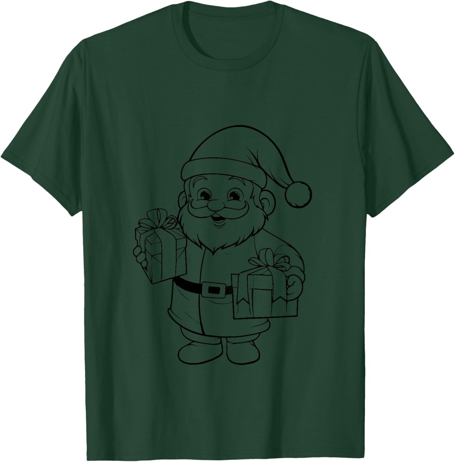 Kids Coloring shirt for Kids Christmas , Cute Santa color in T-Shirt - T-Shirt | Forest