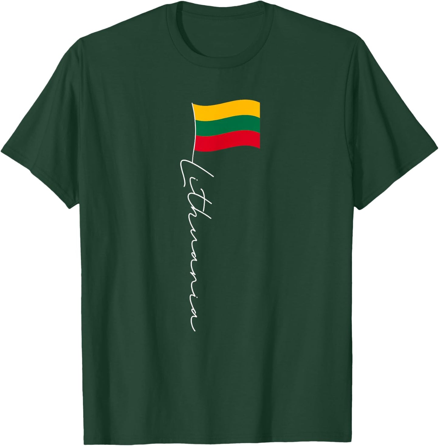 Lithuania Signature Flag Pole White - Lithuanian Flag T-Shirt - T-Shirt | Forest