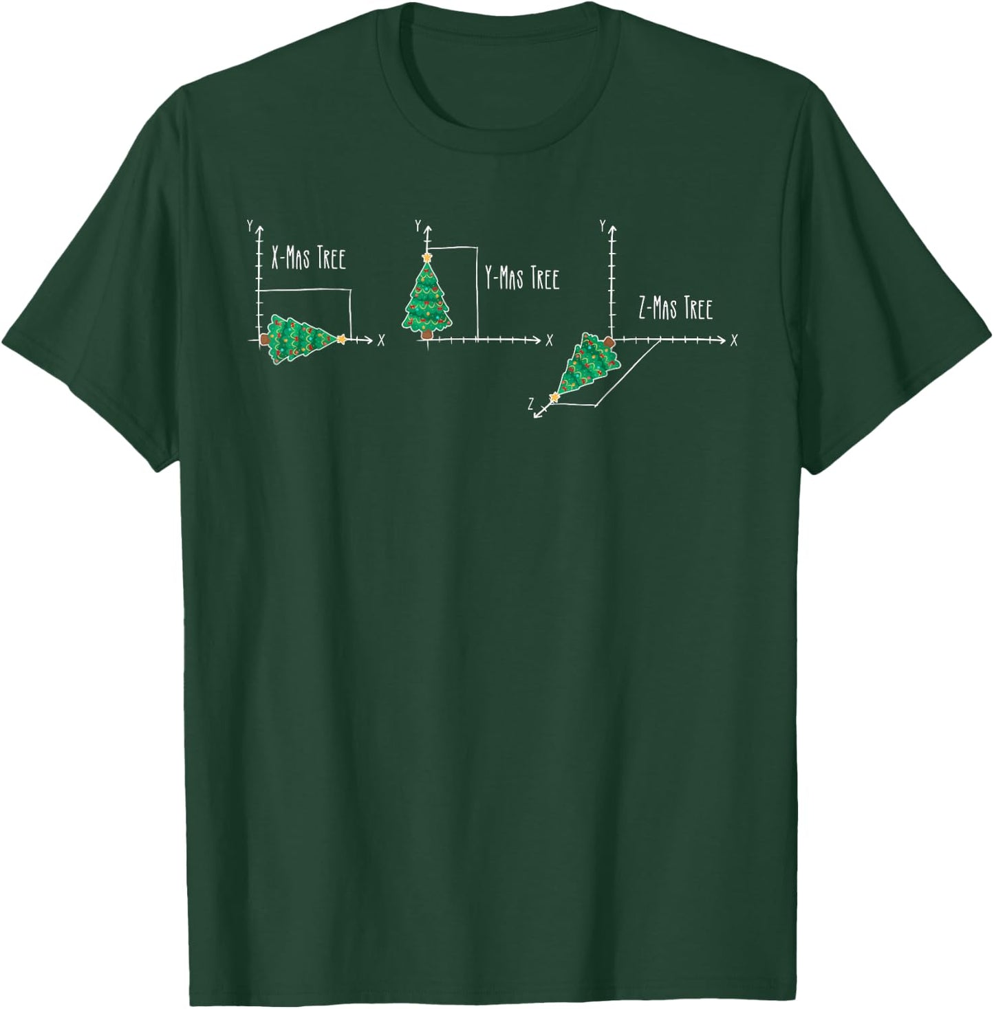 Funny Math Nerd X-Mas Tree Graph Geometree Christmas Teacher T-Shirt - T-Shirt | Forest