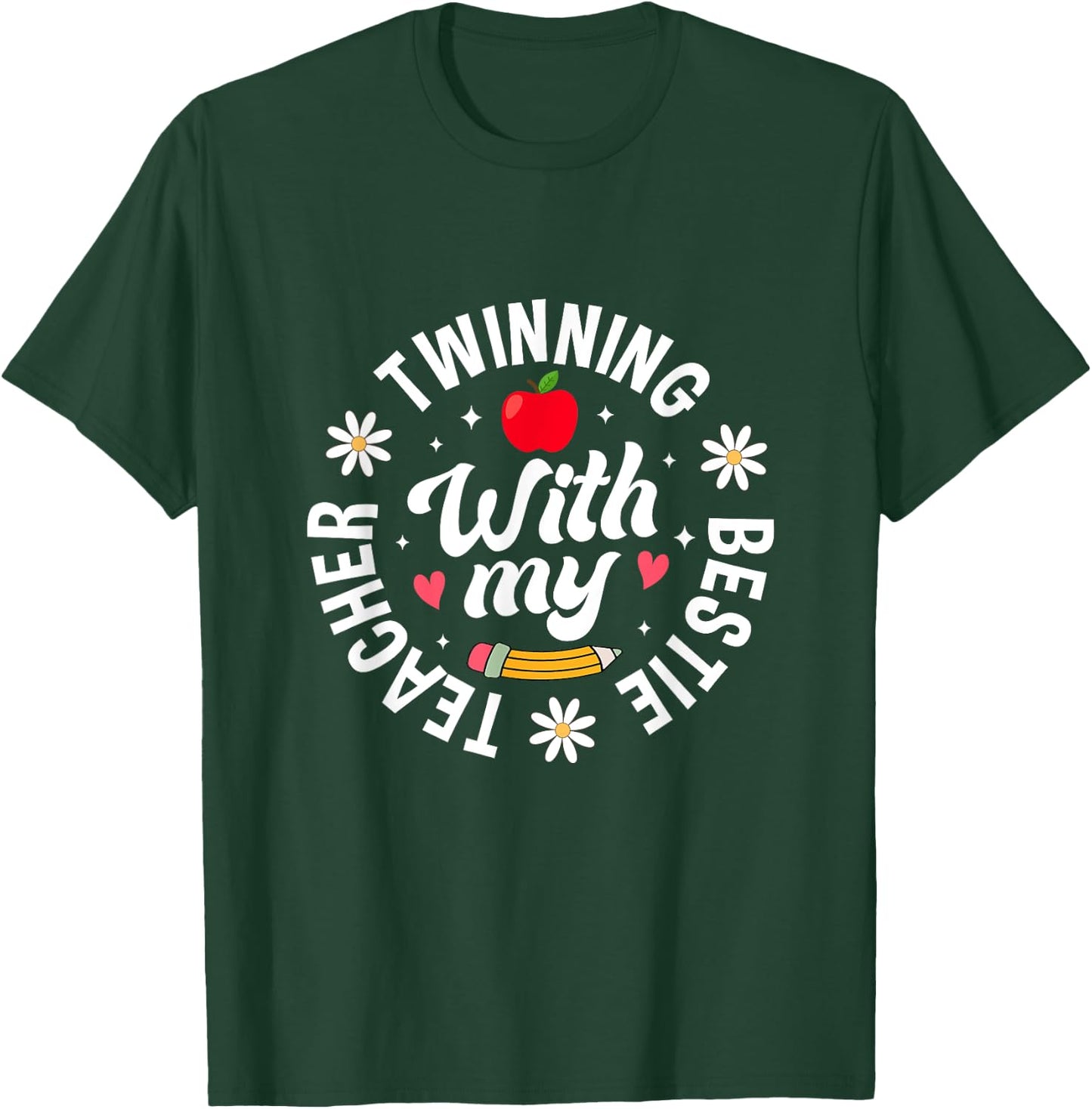 Twin Day Design Teacher Twinning with My Bestie Matching Women T-Shirt - T-Shirt | Forest