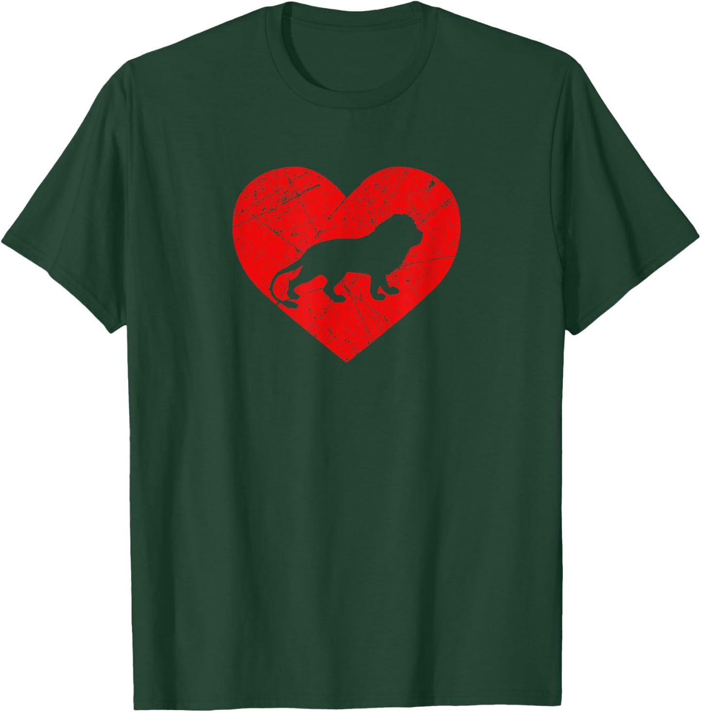 Vintage Lion Lover Heart Love Valentine's Day T-Shirt - T-Shirt | Forest