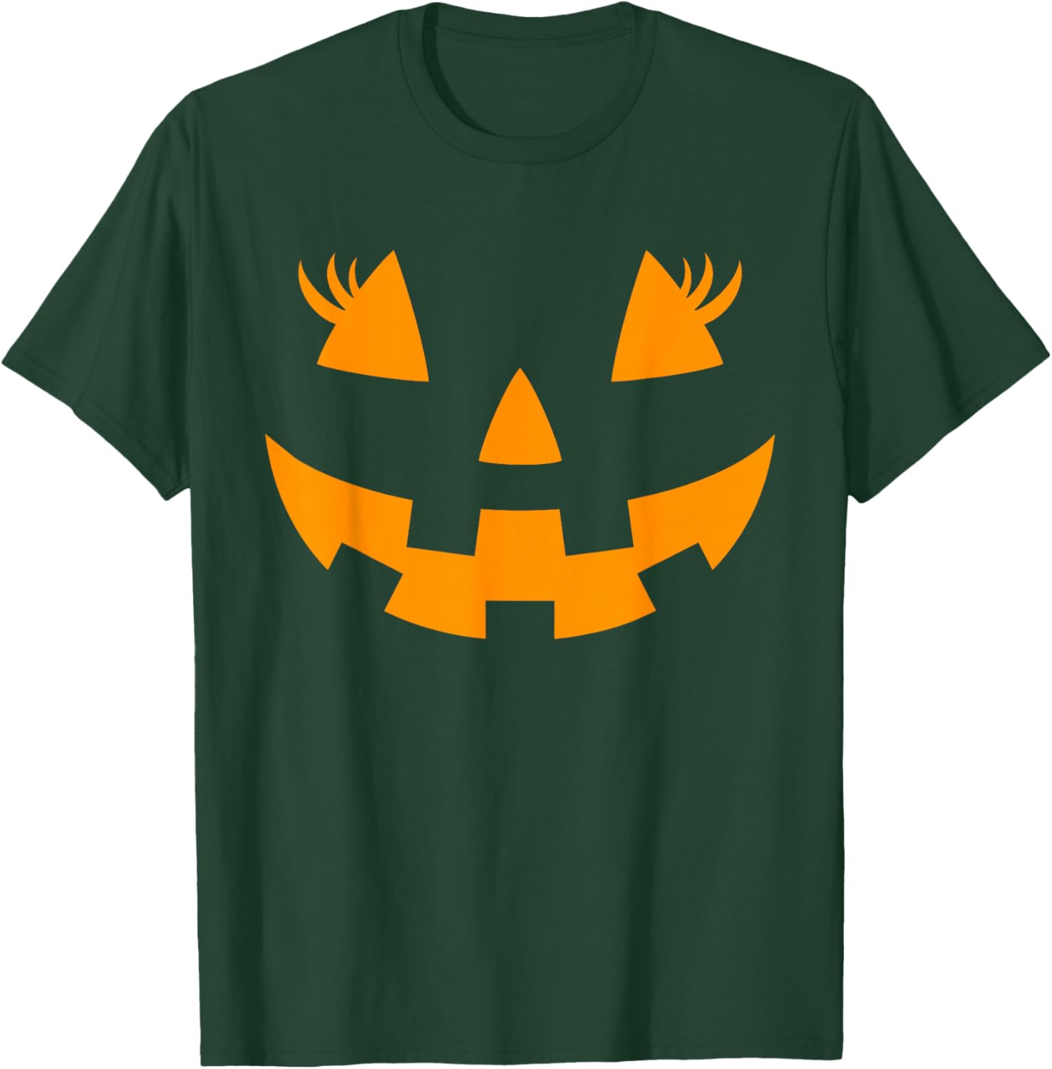 Jack O Lantern Face Pumpkin Eyelashes Hallowen Costume Funny T-Shirt - T-Shirt | Forest