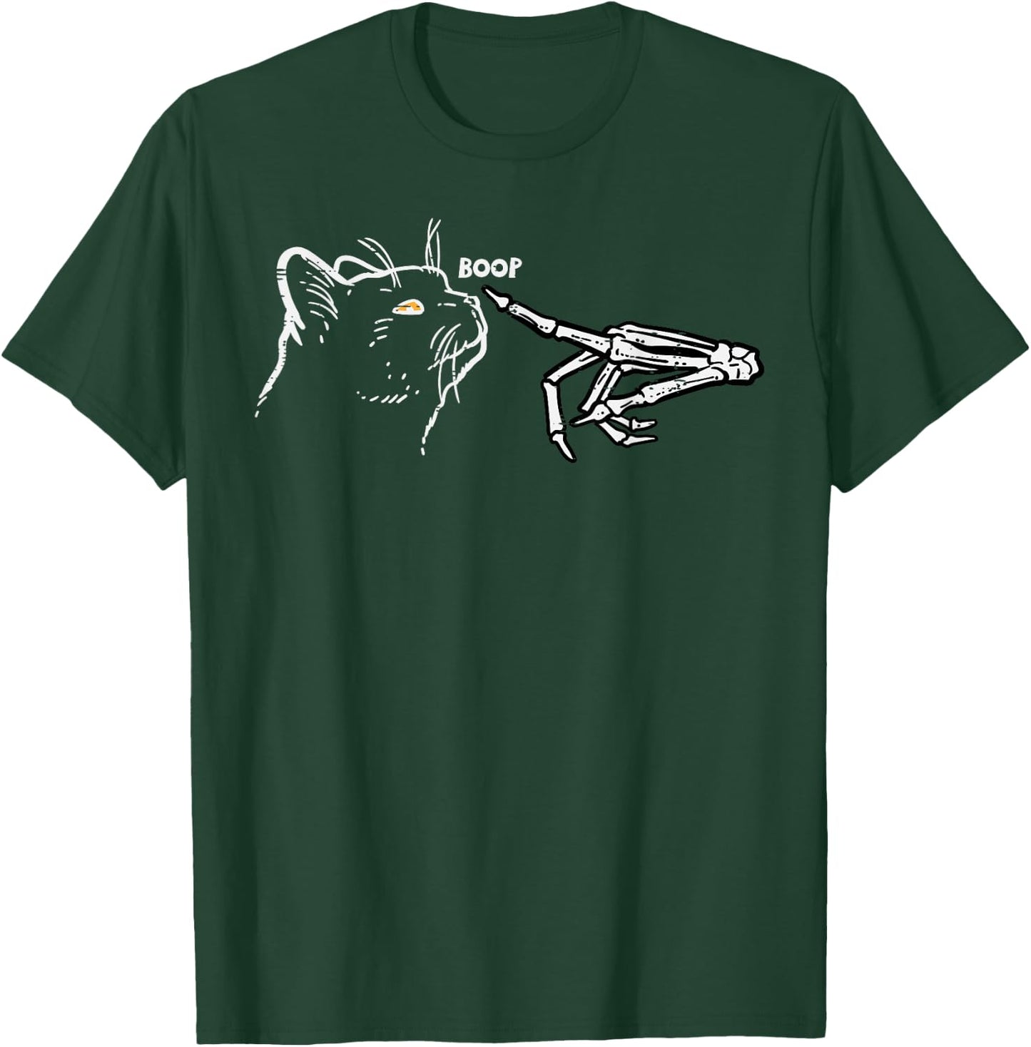 Black Cat Skeleton Hand Boop Halloween Pet Women Girls Kids T-Shirt - T-Shirt | Forest