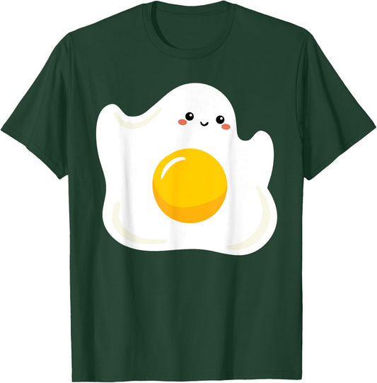 Cute Ghost Fried Egg Costume Funny Halloween Egg T-Shirt - T-Shirt | Forest