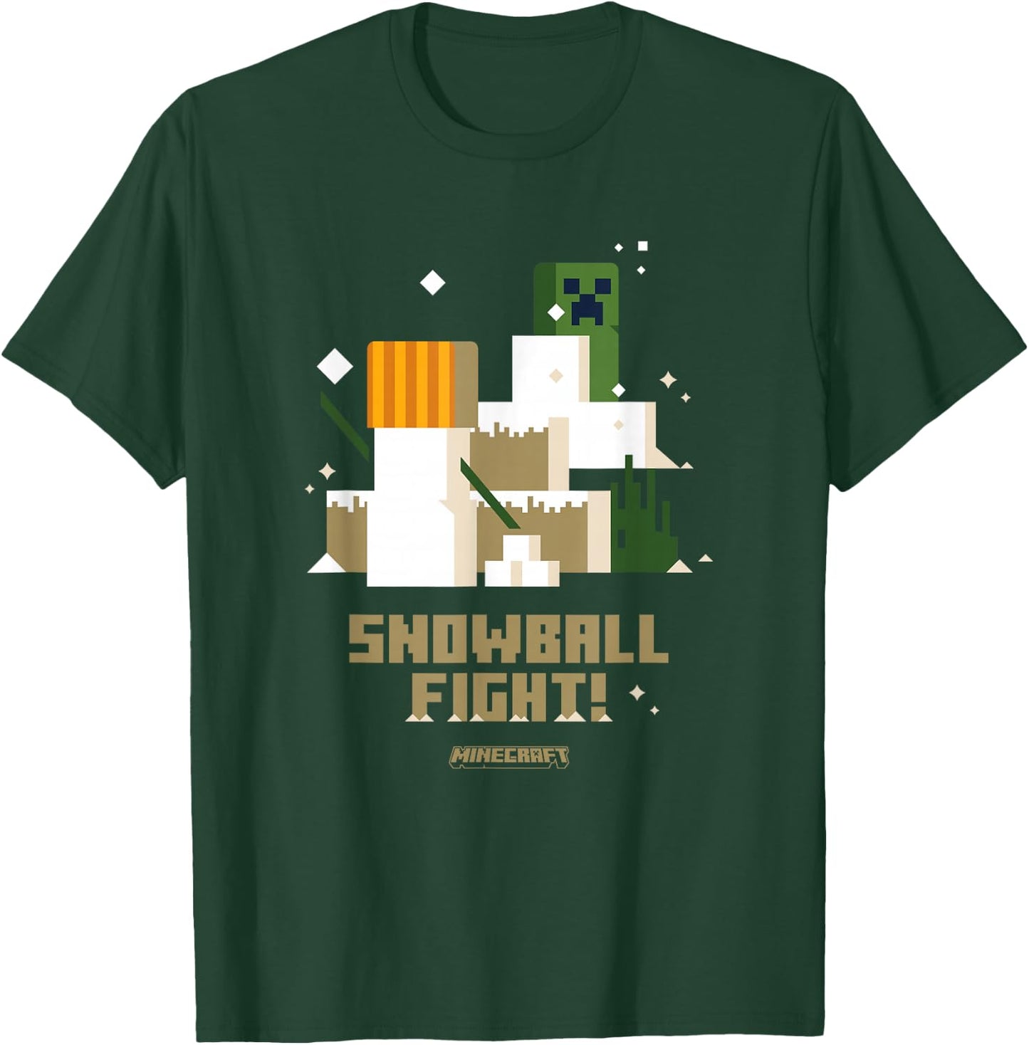 Minecraft Christmas Snowball Fight! Snow Golem VS Creeper T-Shirt - T-Shirt | Forest