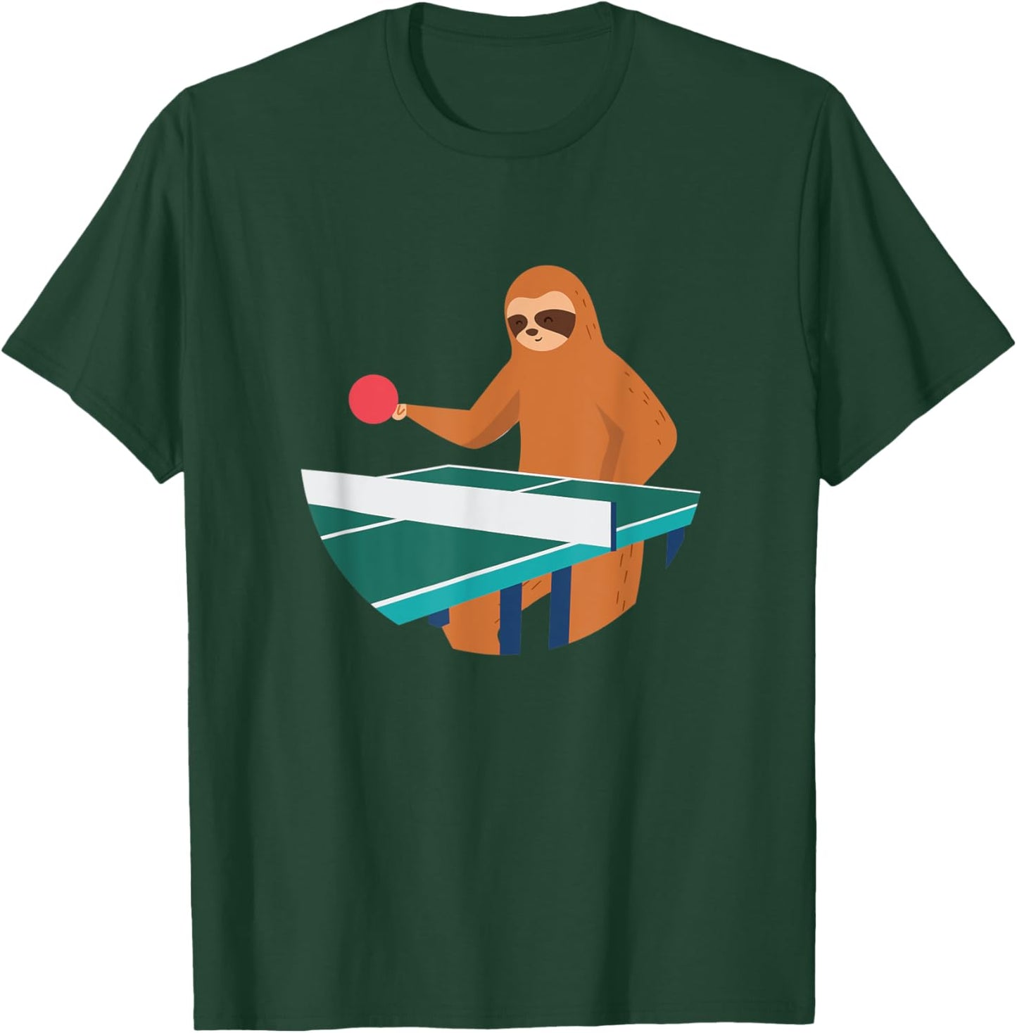 Sloth Playing Table Tennis Hobby Sports T-Shirt - T-Shirt | Forest