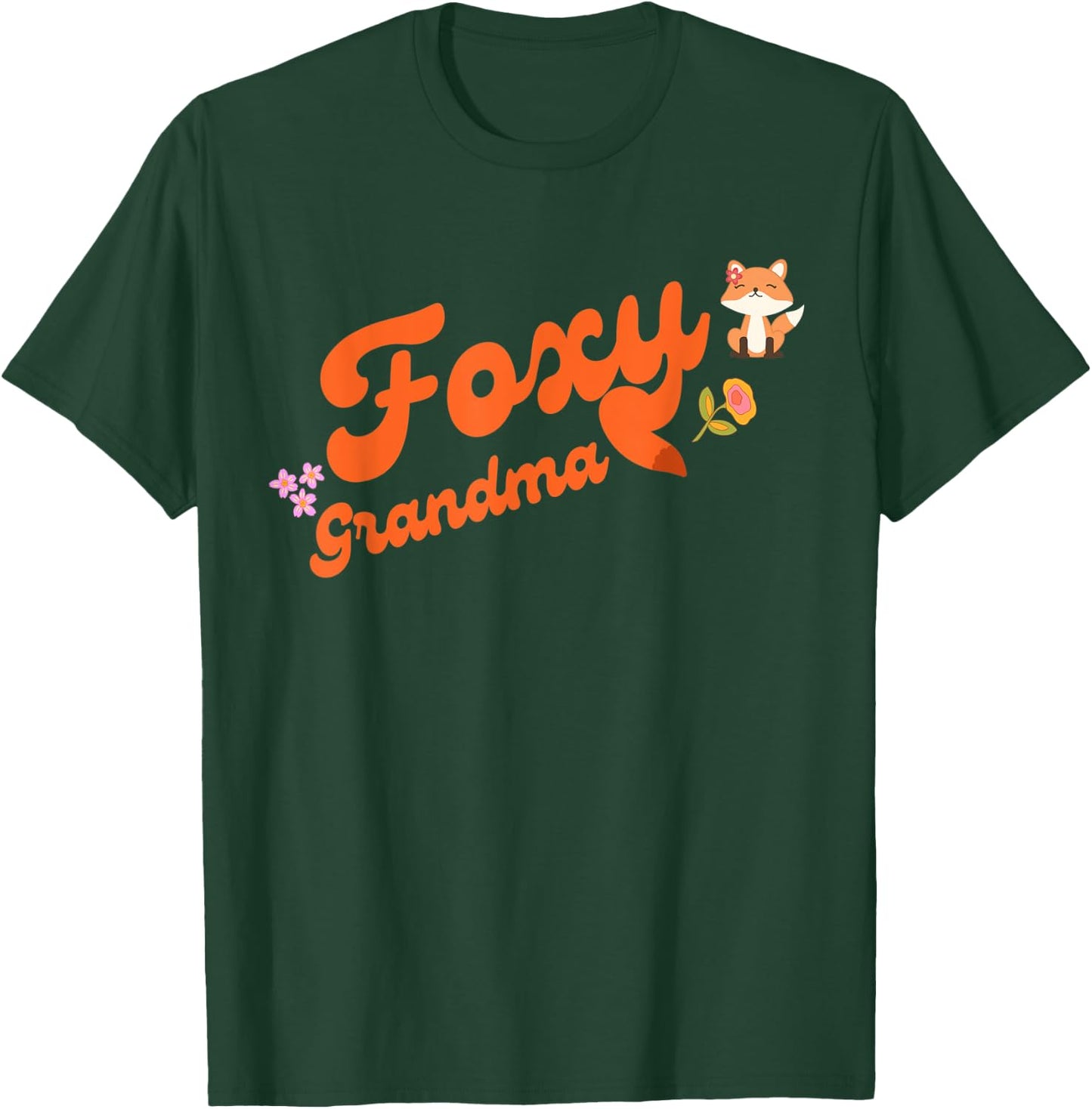 Foxy grandma with flowers and fox and fox tail T-Shirt - T-Shirt | Forest