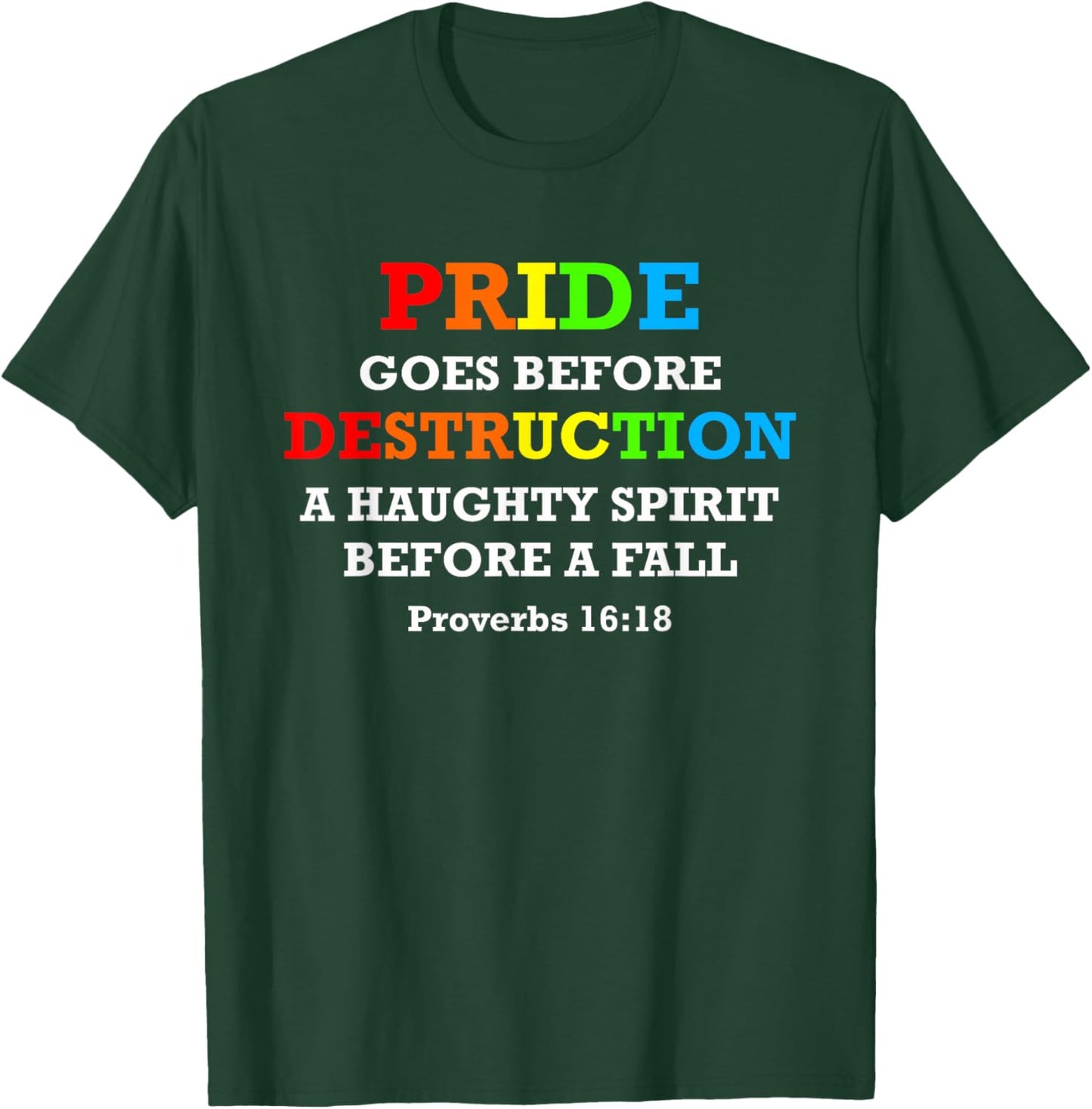 June Pride Proverbs 16:18 Bible Verse Parade Month T-Shirt - T-Shirt | Forest