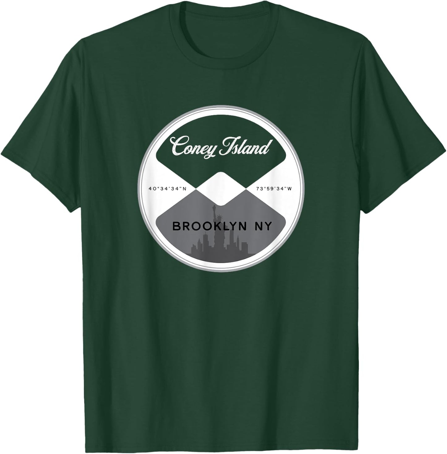 Coney Island Brooklyn New York City NYC Circle Graphic T-Shirt - T-Shirt | Forest