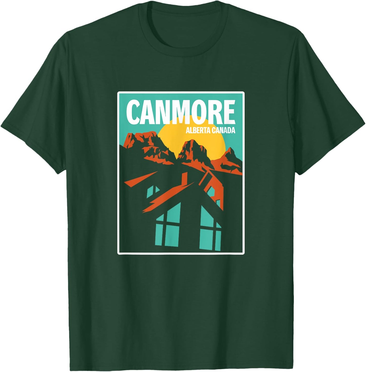 Retro Canada Alberta Canmore Three Sisters Mountains Gift T-Shirt - T-Shirt | Forest