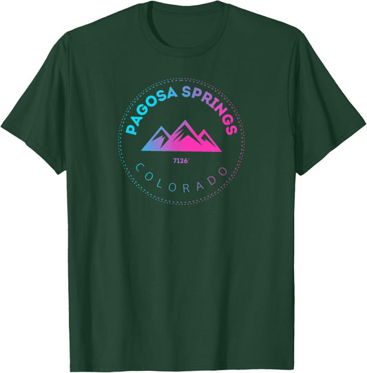 Pagosa Springs Colorado Mountain Town - Retro CO Skiing T-Shirt - T-Shirt | Forest