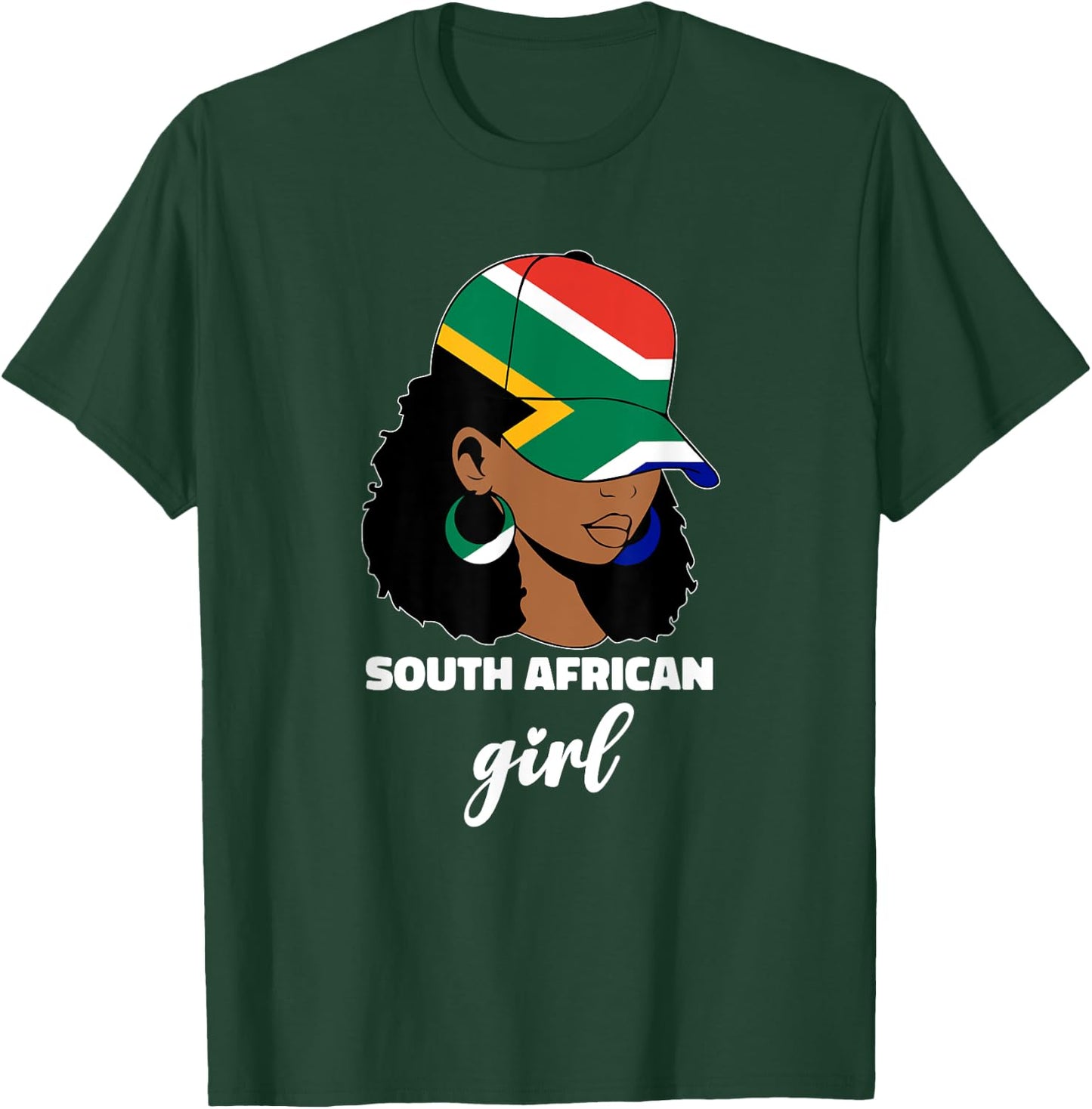 South African Girl Woman South Africa Flag Afro T-Shirt - T-Shirt | Forest
