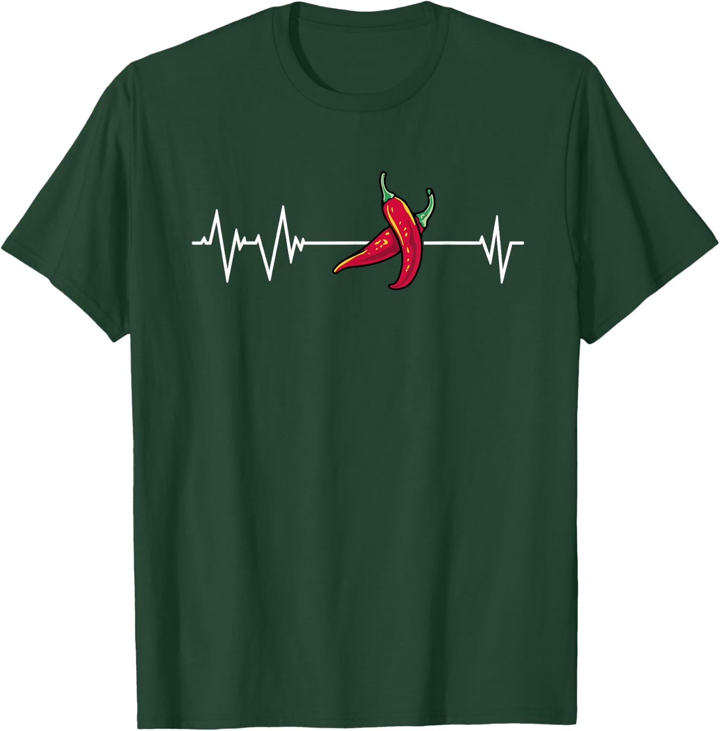 Great Chili Pod Heartbeat Outfit American Tex-Mex Spicy Dish T-Shirt - T-Shirt | Forest